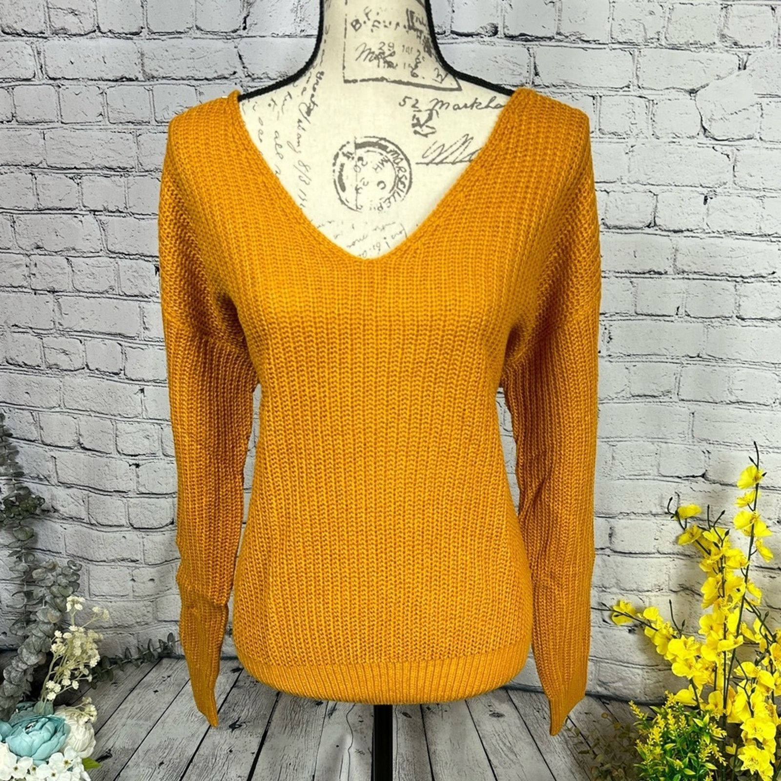 Other Reversible Twisted Knit Long Sleeve Fall Sweater Mustard M Size M / US 6-8 / IT 42-44 - 9 Thumbnail