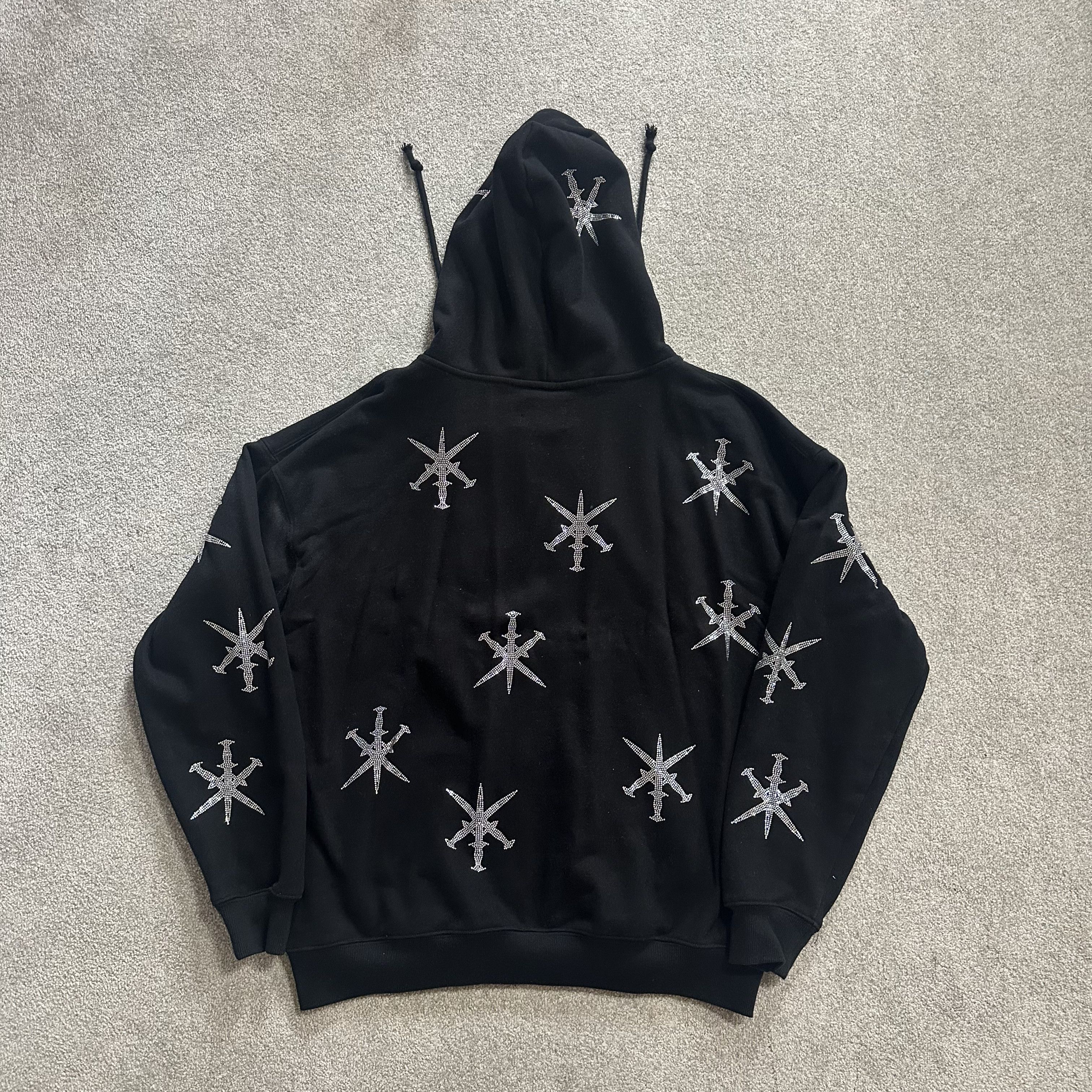 Unknown London UNKNOWN LONDON RHINESTONE BLACK DAGGER HOODIE Size US L / EU 52-54 / 3 - 3 Thumbnail