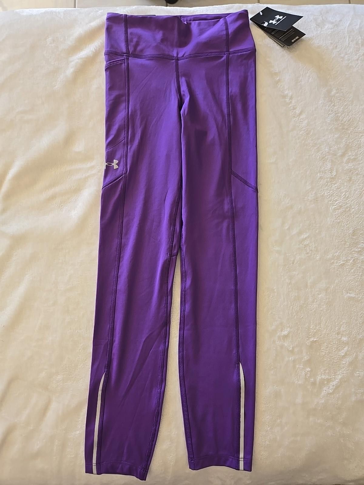 Under Armour UNDER ARMOUR WOMEN'S XS FLY FAST Running Leggings Purple NWT Size 26" / US 2 / IT 38 - 2 Thumbnail