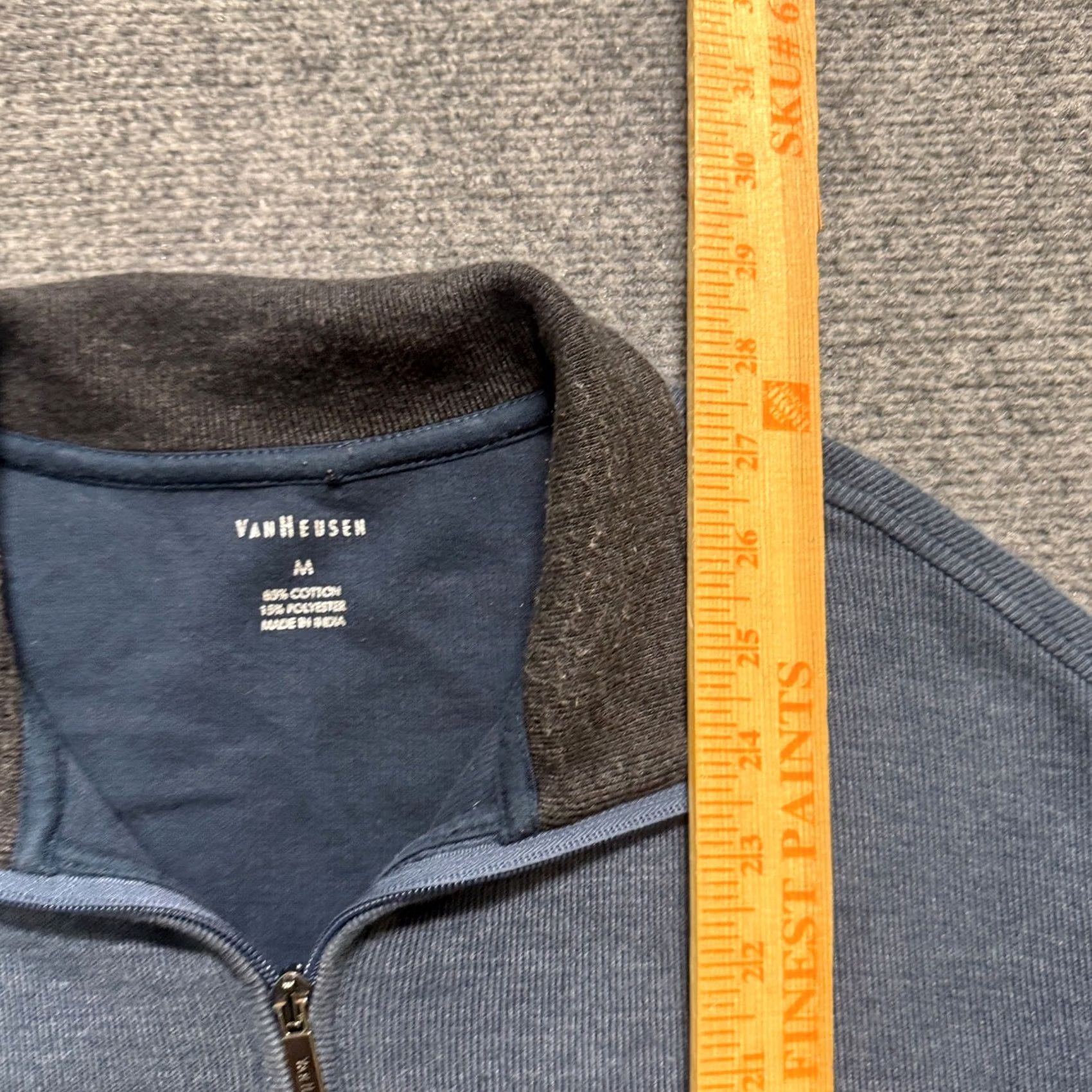Van Heusen Van Heusen Sweatshirt Pullover M Men Blue Cotton Blend Quarter Zip Distressed/Pre-owned Size US M / EU 48-50 / 2 - 3 Thumbnail