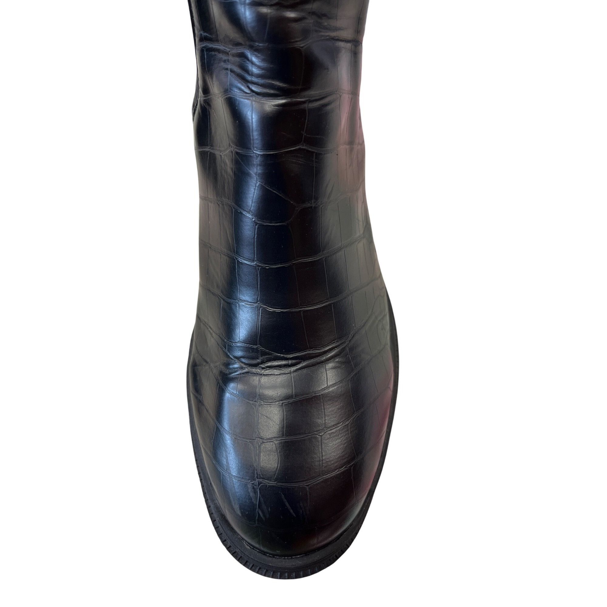 Topshop Topshop Womens Black Croc Embossed Chelsea Boots Sz 7.5 SKU Size US 7.5 / IT 37.5 - 13 Thumbnail