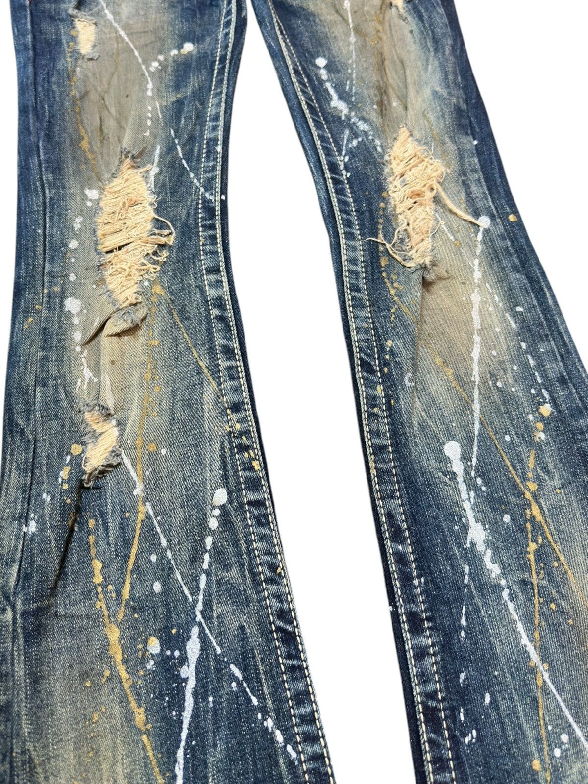 Hysteric Glamour Vintage Maraxia Flare Paint Splatter Mudwash Ripped Denim Size US 28 / EU 44 - 3 Thumbnail