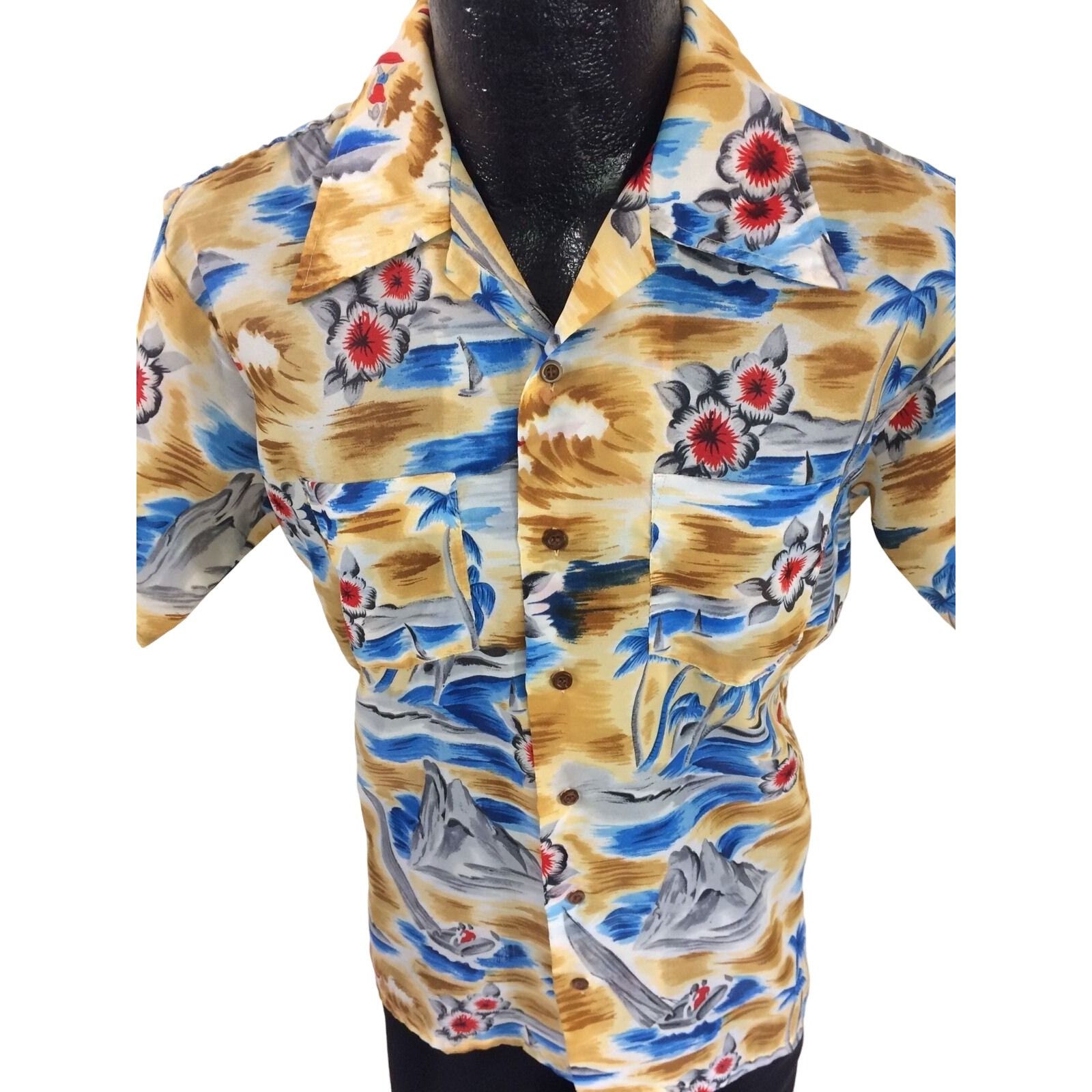 Other Vtg Waikiki Holiday MoD SAILING SURFING Hawaii Floral Shirt Size US L / EU 52-54 / 3 - 4 Thumbnail