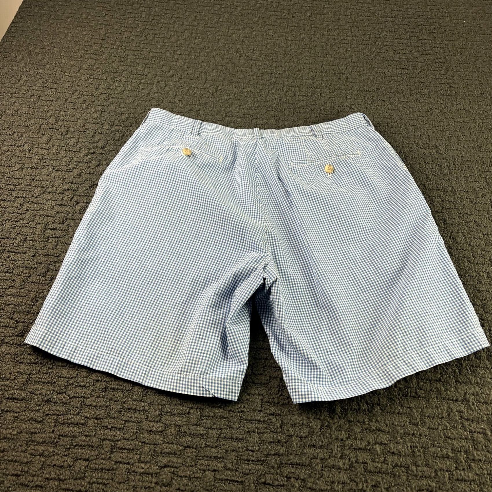 Peter Millar Peter Millar Shorts Mens Size 38 Blue Gingham Plaid Cotton Flat Front Chino Casual Java? Size US 38 / EU 54 - 3 Thumbnail