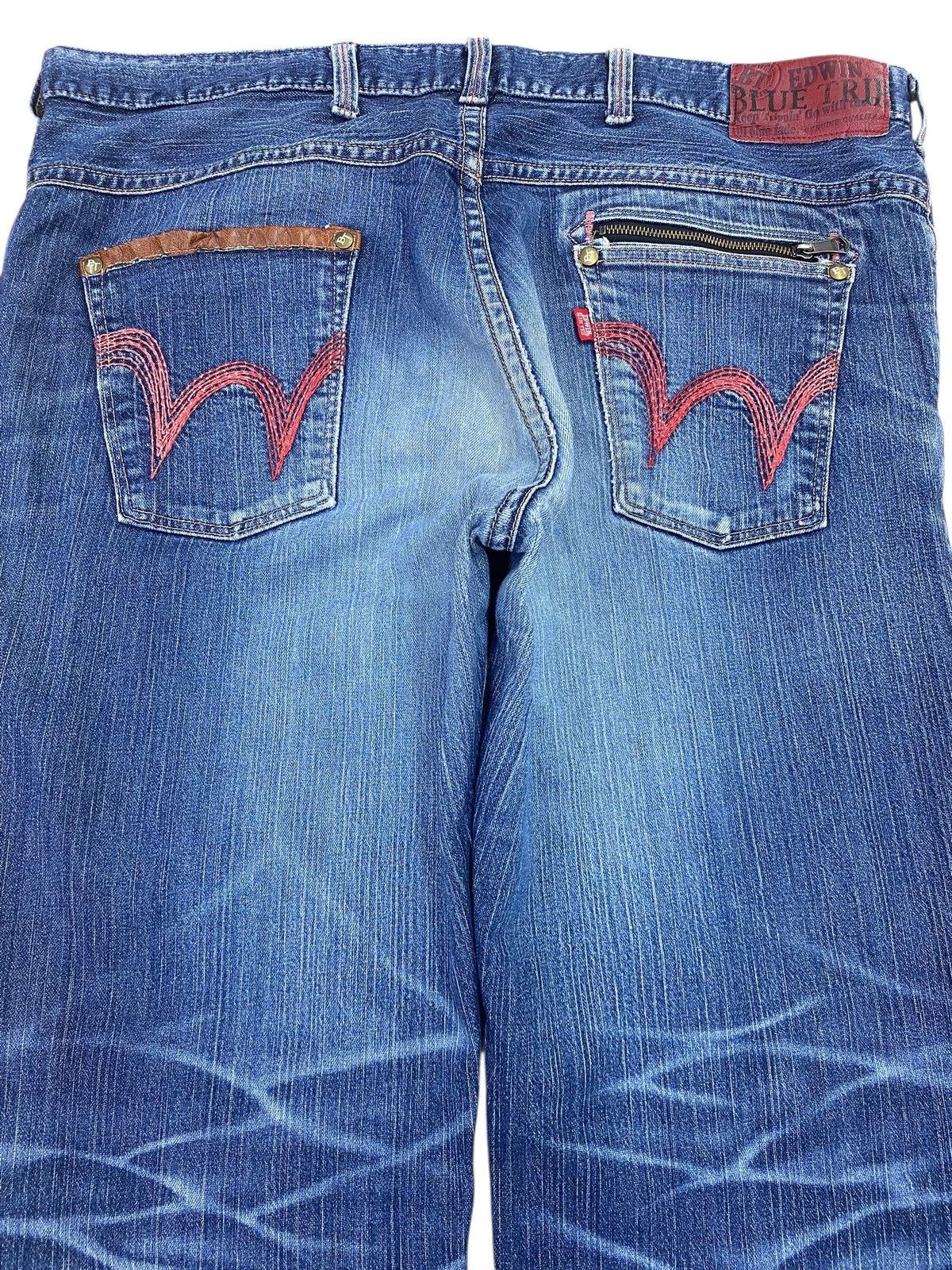 Edwin Edwin Faded Wash Whiskered Style Straight Leg Jeans Size US 42 / EU 58 - 4 Thumbnail