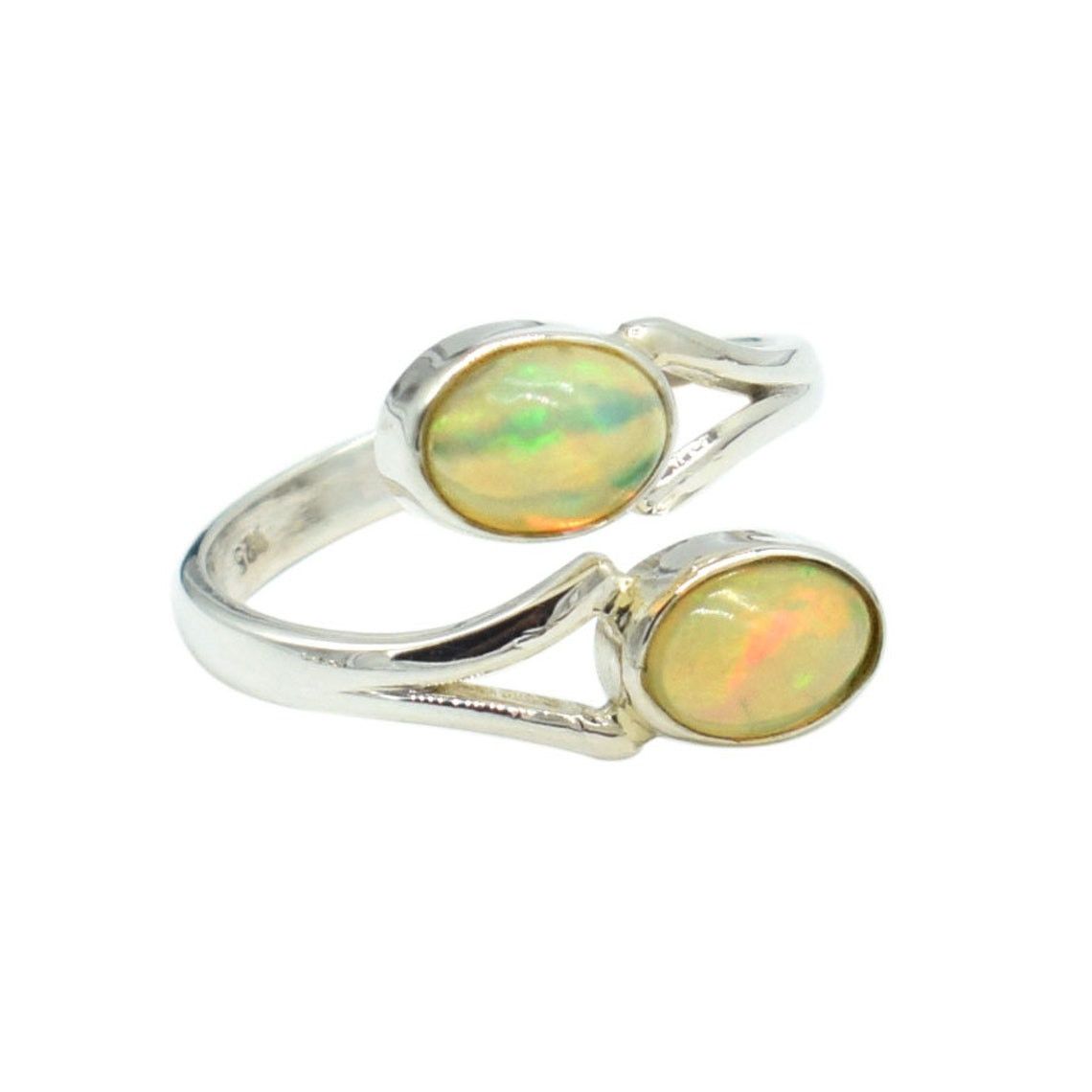 Handmade Natural Ethiopian Opal 925 Silver Ring - October Birthstone Size ONE SIZE - 1 Thumbnail