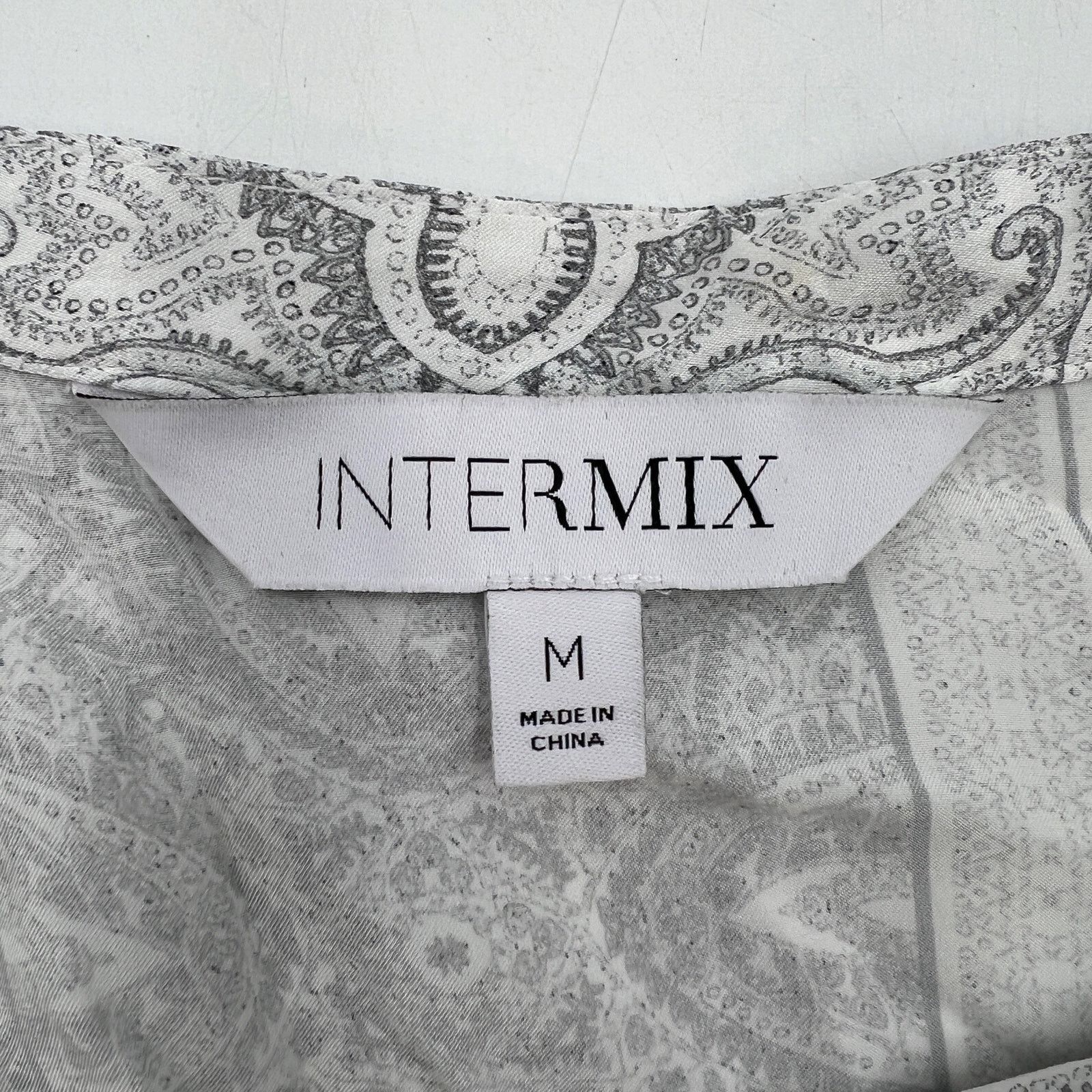 INTERMIX Intermix Silk Printed Top Blouse Paisley Stripes Black White Size M / US 6-8 / IT 42-44 - 3 Thumbnail