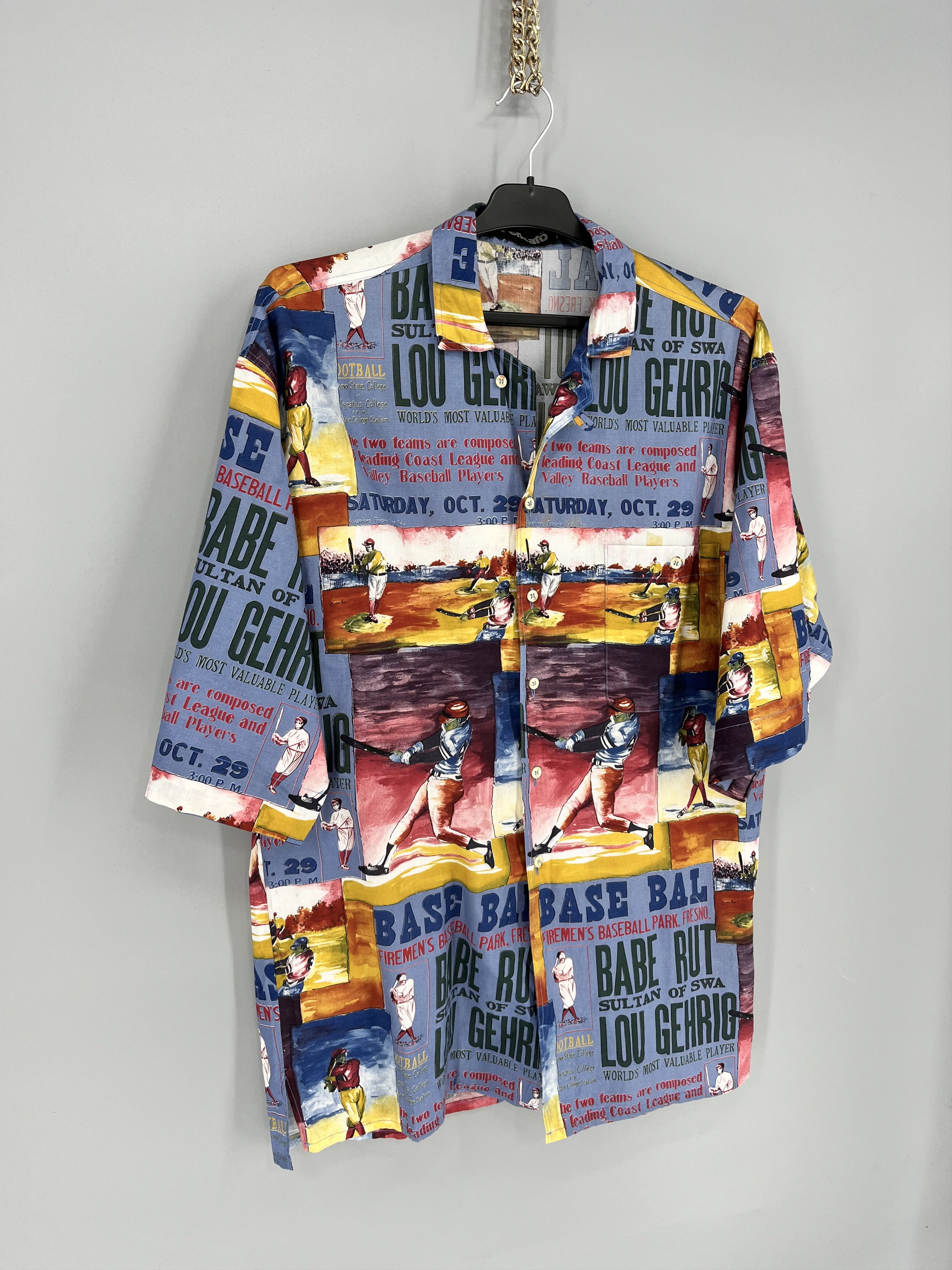 Other Vintage 90s Pensato Print Baseball Hawaiian Button Shirt Size US M / EU 48-50 / 2 - 2 Thumbnail