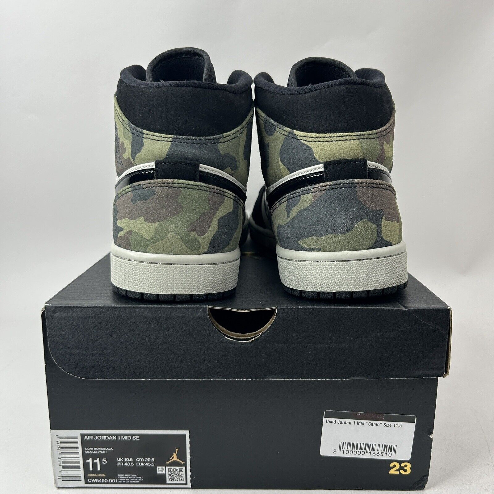 Nike Nike Air Jordan 1 Mid SE “Camo/Light Bone Black White" 2024 Size US 11.5 / EU 44-45 - 5 Thumbnail