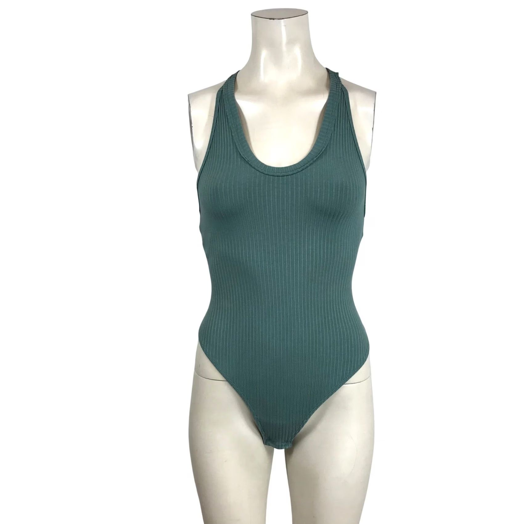 Free People VINTAGE? No — Intimately Free People Bodysuit Teal Green Ribbed Racerback Thong One Piece XS Womens Size XS / US 0-2 / IT 36-38 - 2 Thumbnail