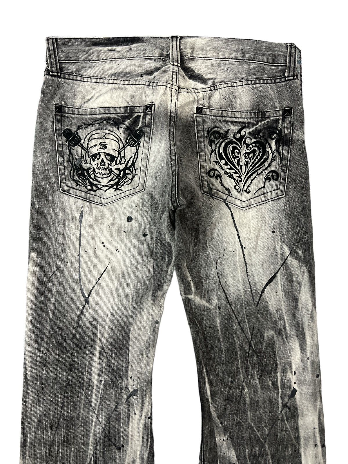 If Six Was Nine FLARED💥SORRIDERE SPLATER DISTRESSED DENIM PANT Size US 31 - 9 Thumbnail
