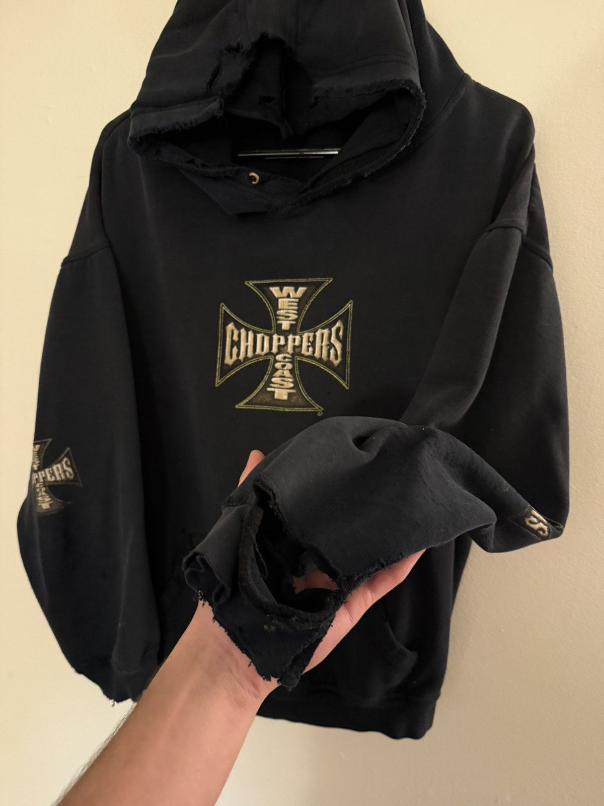 Vintage Vintage Perfectly Thrashed West Coast Choppers Hoodie Size US L / EU 52-54 / 3 - 3 Thumbnail
