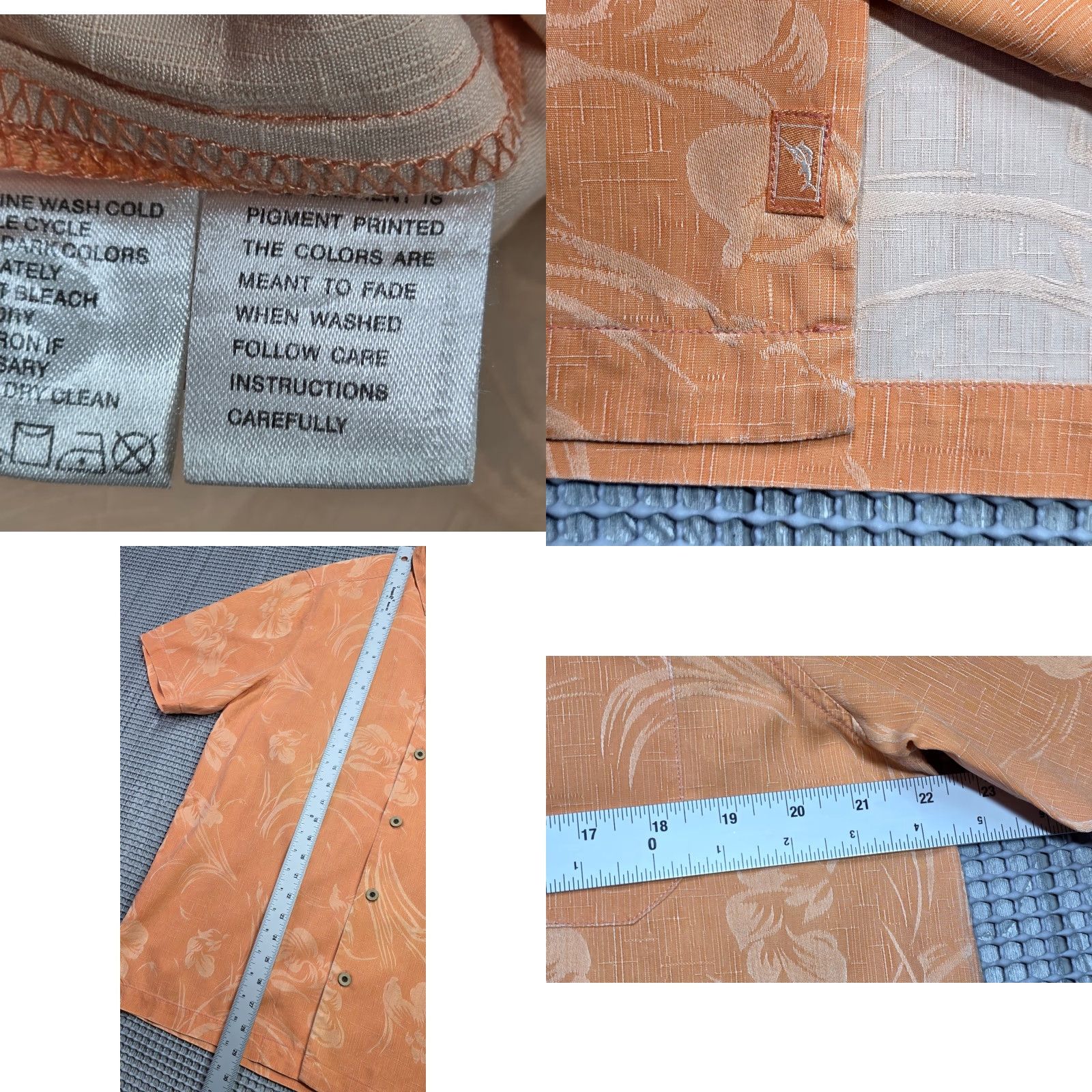 Tommy Bahama TOMMY BAHAMA Short Sleeve Camp Shirt Orange Silk Jacquard Floral Men M Size US M / EU 48-50 / 2 - 8 Thumbnail