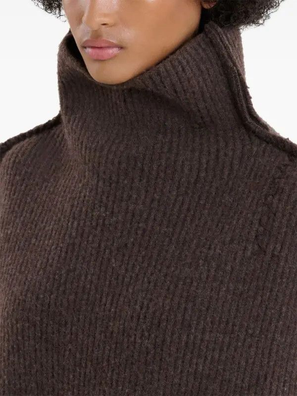 Marni o1w1db11125 Ribbed Wool Turtleneck Sweater in Brown Size XL / US 12-14 / IT 48-50 - 4 Thumbnail