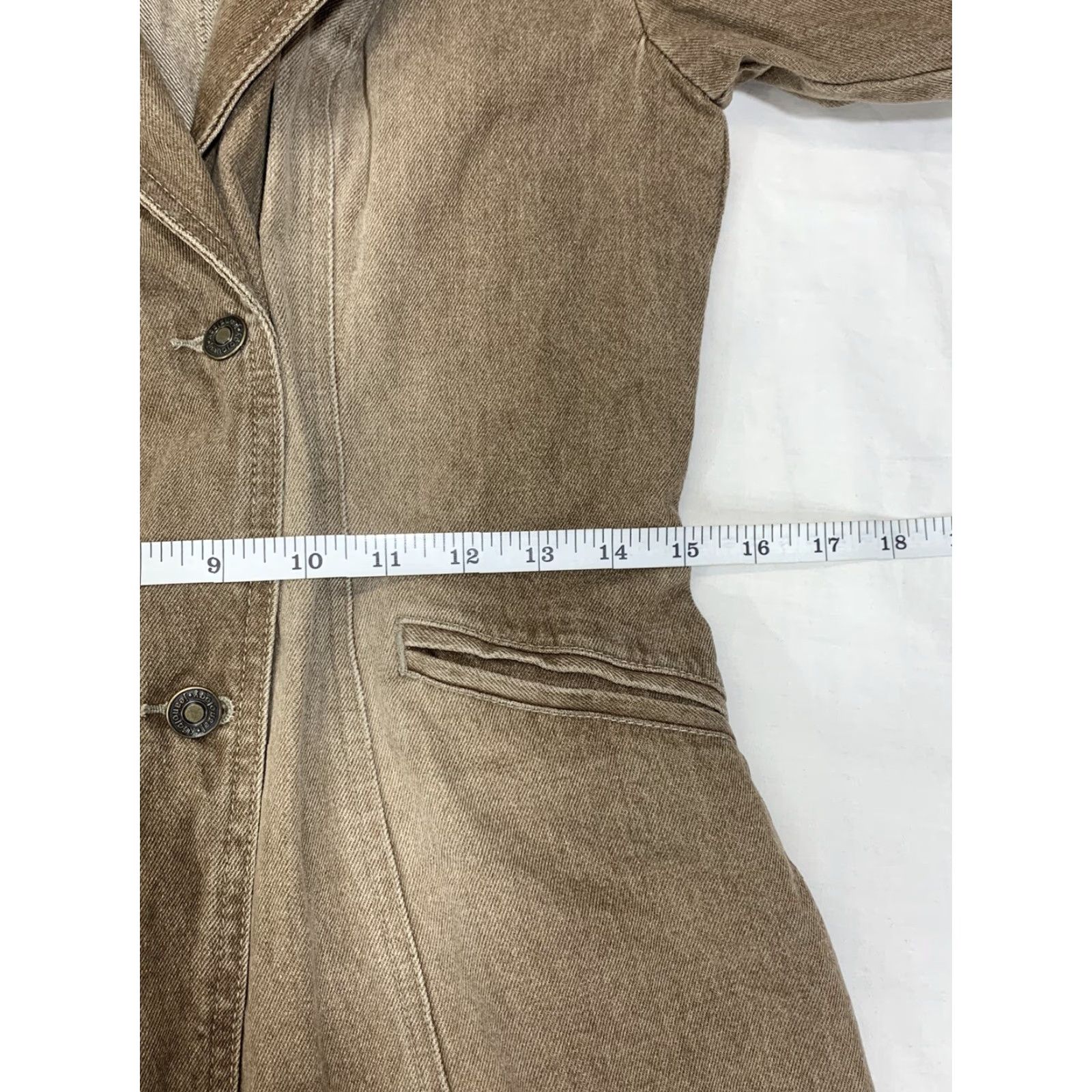 Denime VINTAGE Jeanology Denim Jacket Beige Size 10 Women Jacket Pea Coat Fall Winter Spring Denim Cotton Beige Button Regular Size 32" / US 10 / IT 46 - 5 Thumbnail