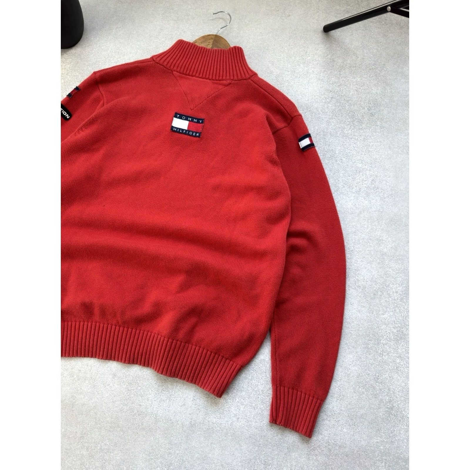 Tommy Hilfiger VINTAGE Tommy Hilfiger Ferrari Limited Edition 1/3 Zip Knit Sweater Men M Red Racing USA 90s Size US M / EU 48-50 / 2 - 7 Thumbnail