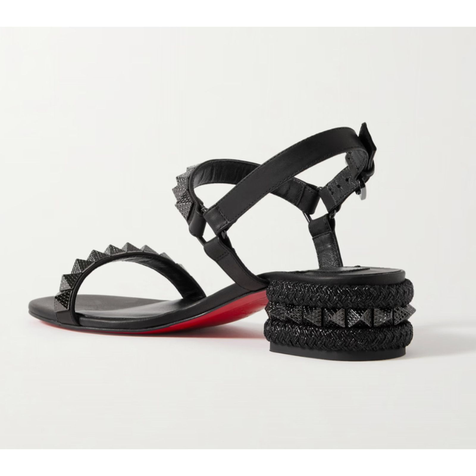 Christian Louboutin Christian Louboutin Pyrasand 30 Black Leather Sandal 39 Size US 9 / IT 39 - 14 Thumbnail