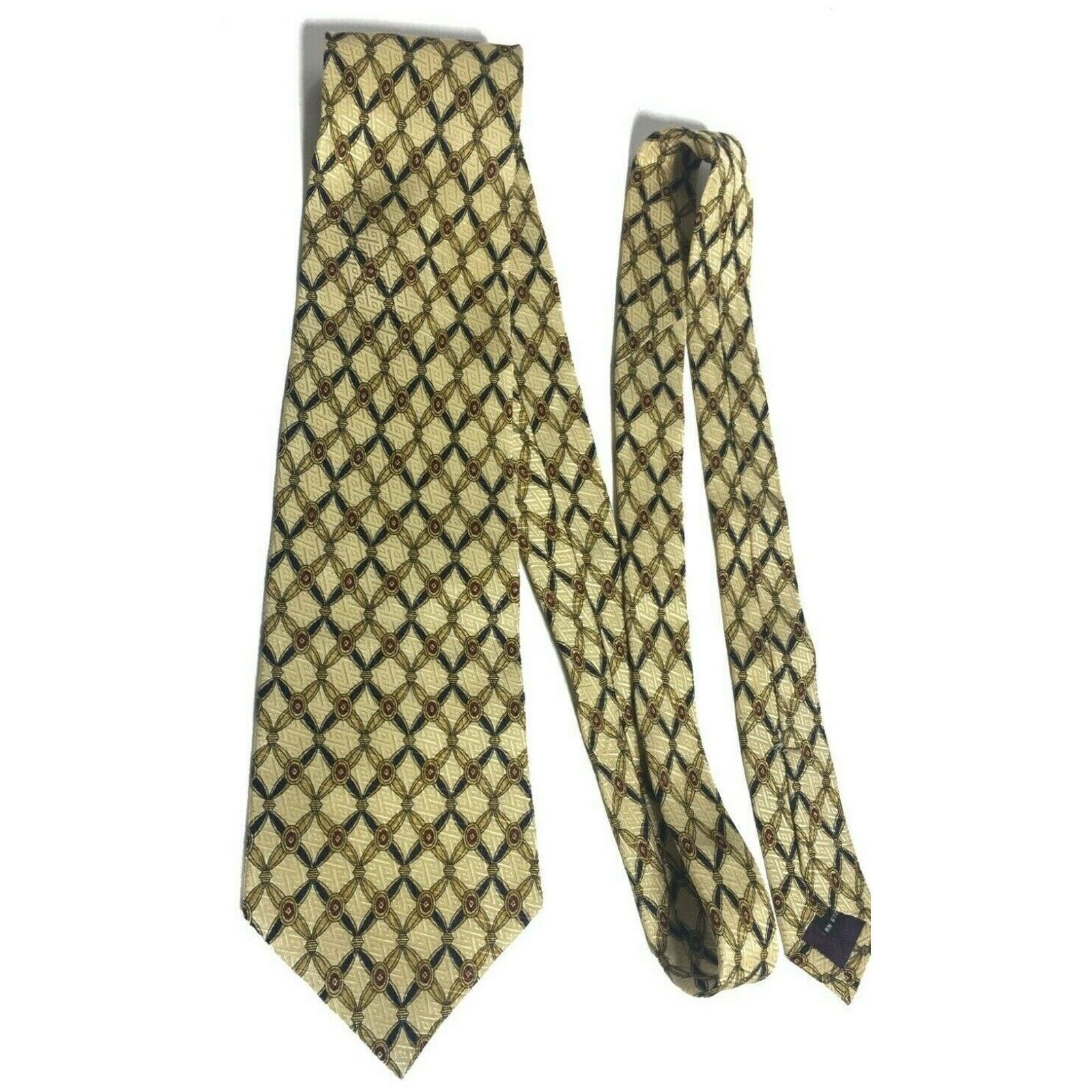 Countess Mara Countess Mara USA Yellow Geometric 100% Silk Necktie Tie Size ONE SIZE - 4 Thumbnail