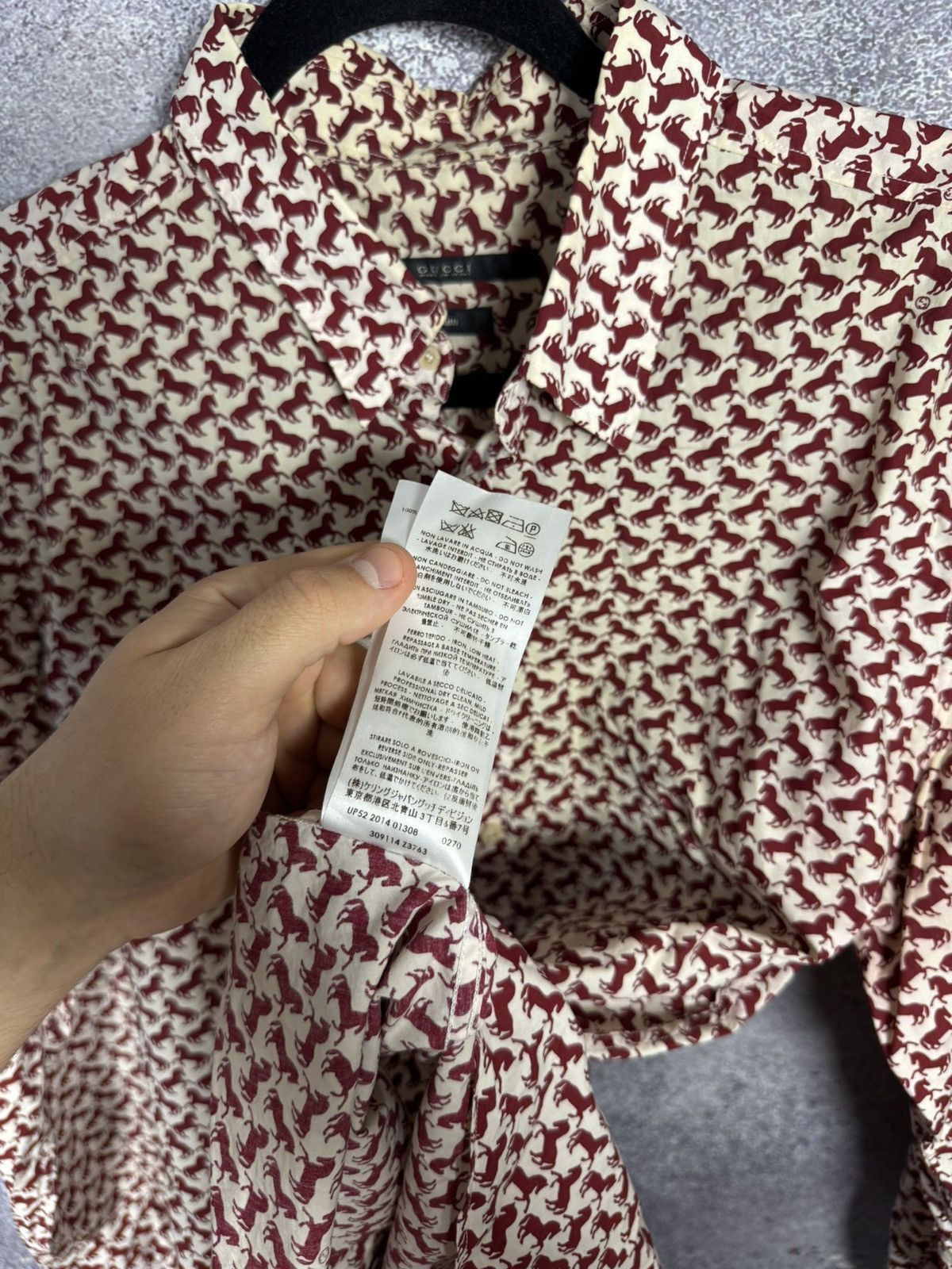 Gucci GUCCI Shirt Button Up Printed Monogram Horsebit Slim Fit Red Size US M / EU 48-50 / 2 - 16 Thumbnail