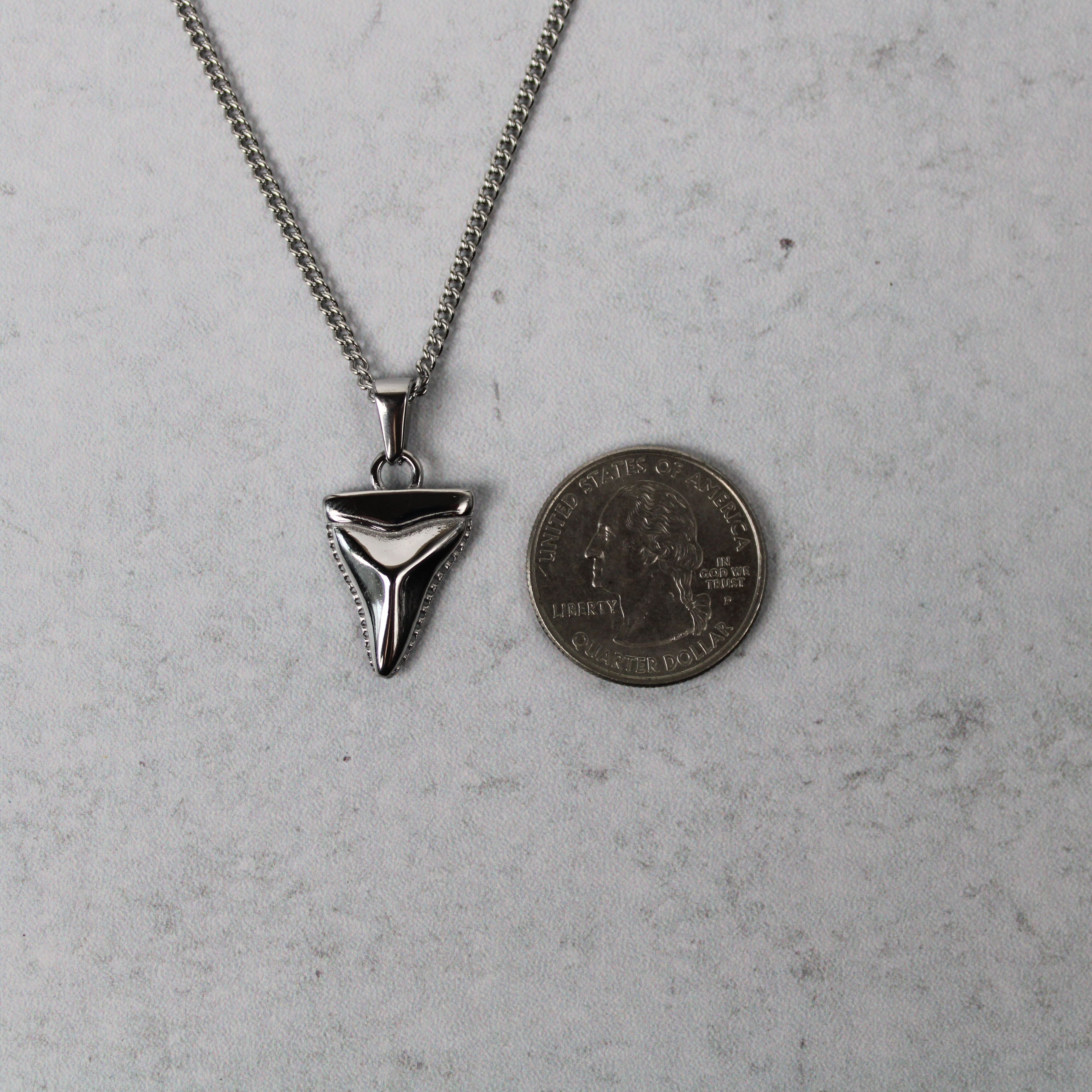 Jewelry Silver Shark Tooth Pendant Chain Necklace Size ONE SIZE - 8 Thumbnail