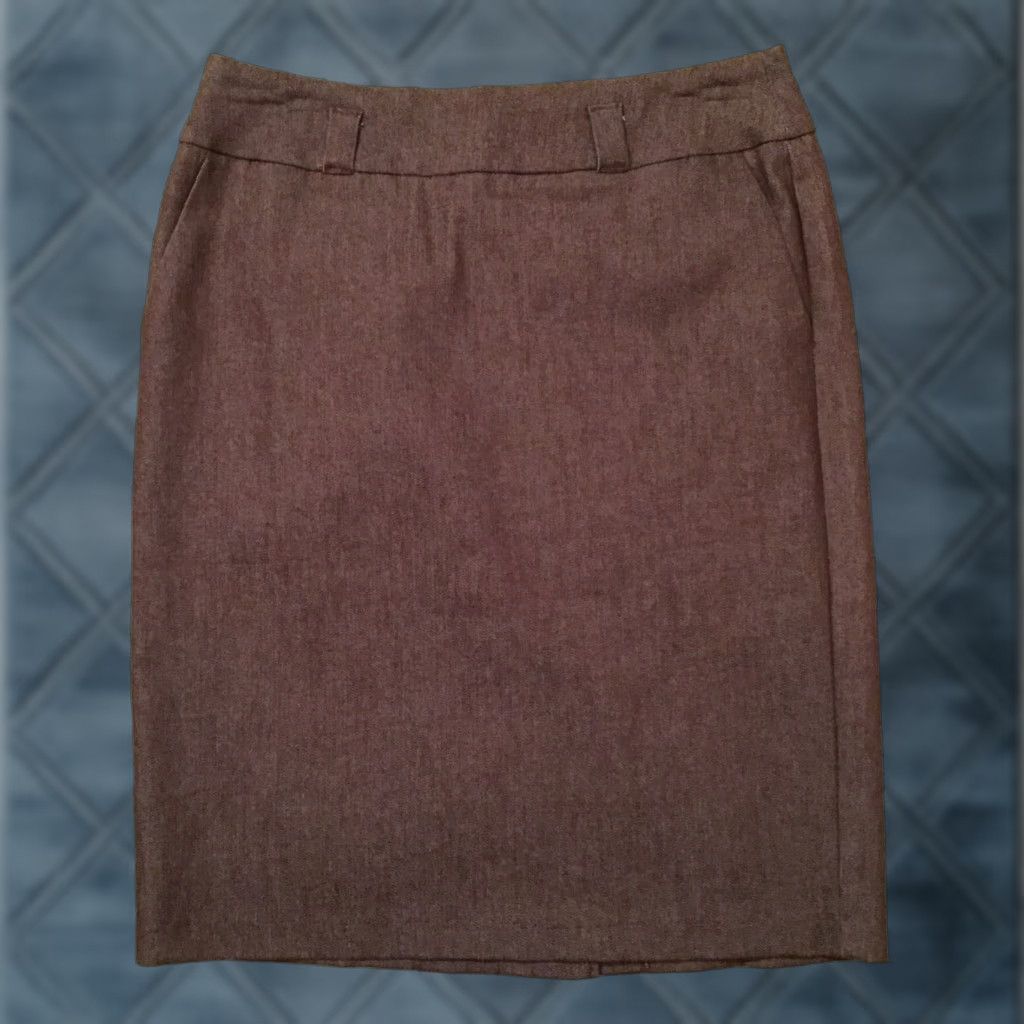 Vintage Nycc Skirt Women Knee Length Brown Cotton Blend Slit Pencil Size 6 Unlined Vintage No Regular Grade? Size 28" / US 6 / IT 42 - 1 Thumbnail