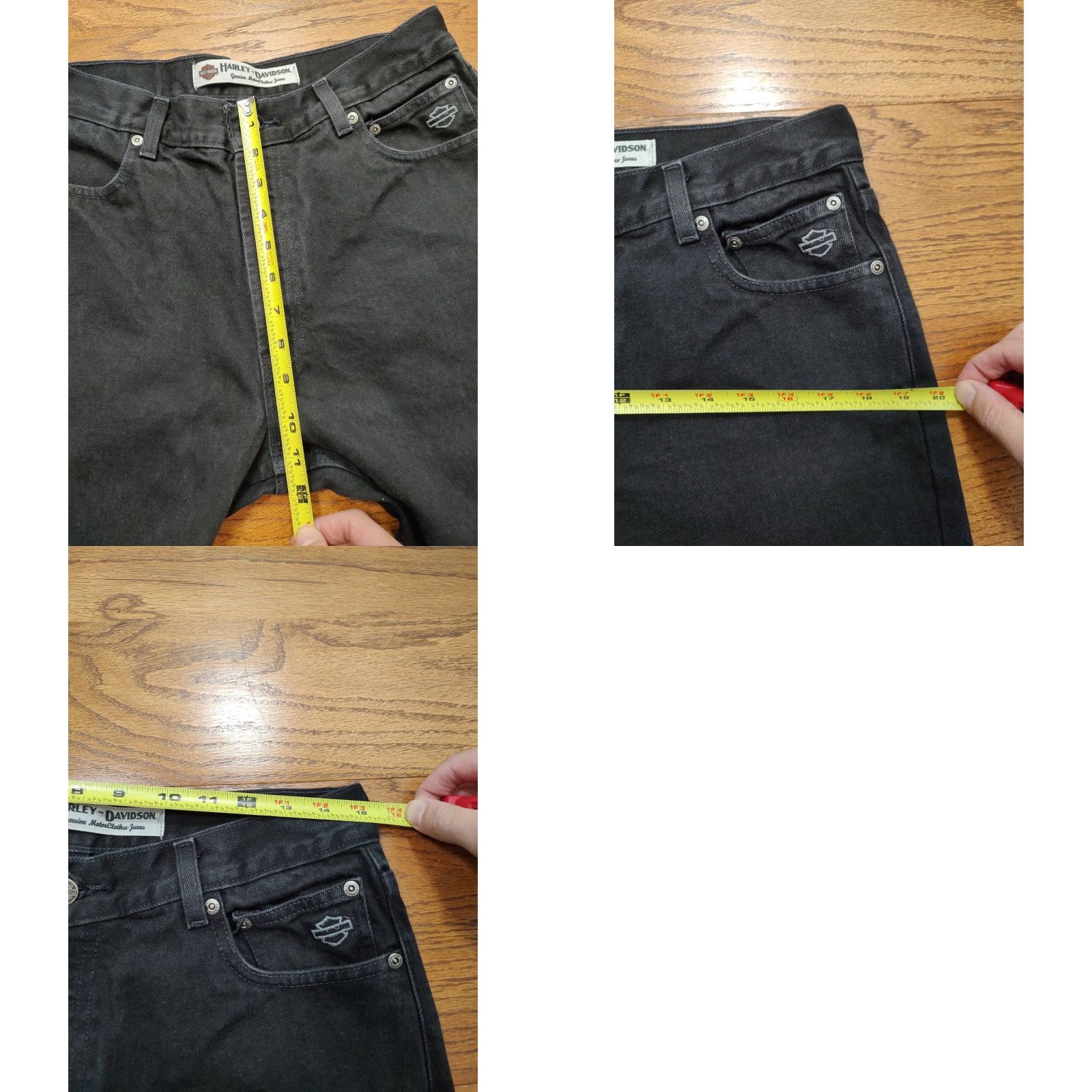 Harley Davidson VTG Harley-Davidson Jeans Mens 30x32 Black Straight Leg Biker Denim 5-Pocket Zip Zipper Logo Size US 30 / EU 46 - 8 Thumbnail