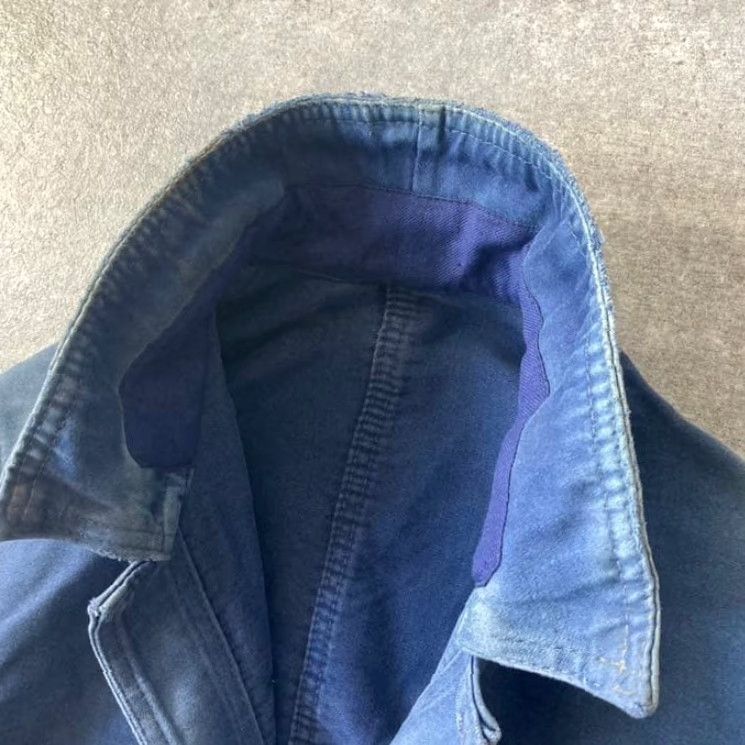 Vintage VINTAGE LE LABOUREUR Work Jacket Blue Moleskin Size S Distressed JPN Mens Size US S / EU 44-46 / 1 - 4 Thumbnail