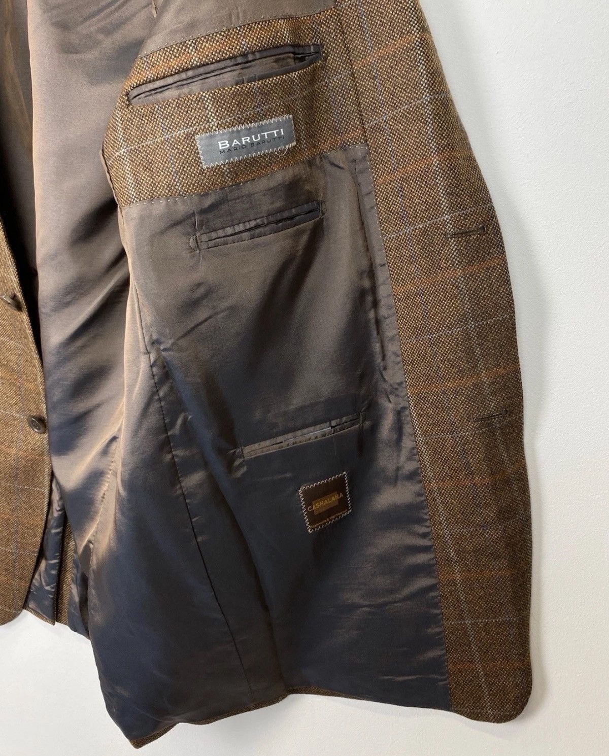 Harris Tweed Mario Barutti 3 Buttons Blazer Jacket Brown Wool Cashmere Size 52R - 8 Thumbnail