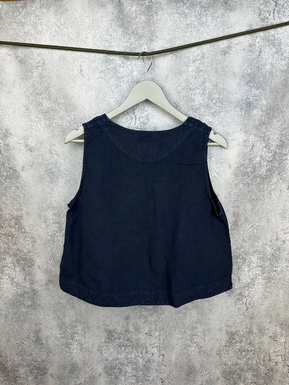 OSKA OSKA 100% Linen Crop Top Navy Faded Tank Vintage Size M / US 6-8 / IT 42-44 - 2 Thumbnail