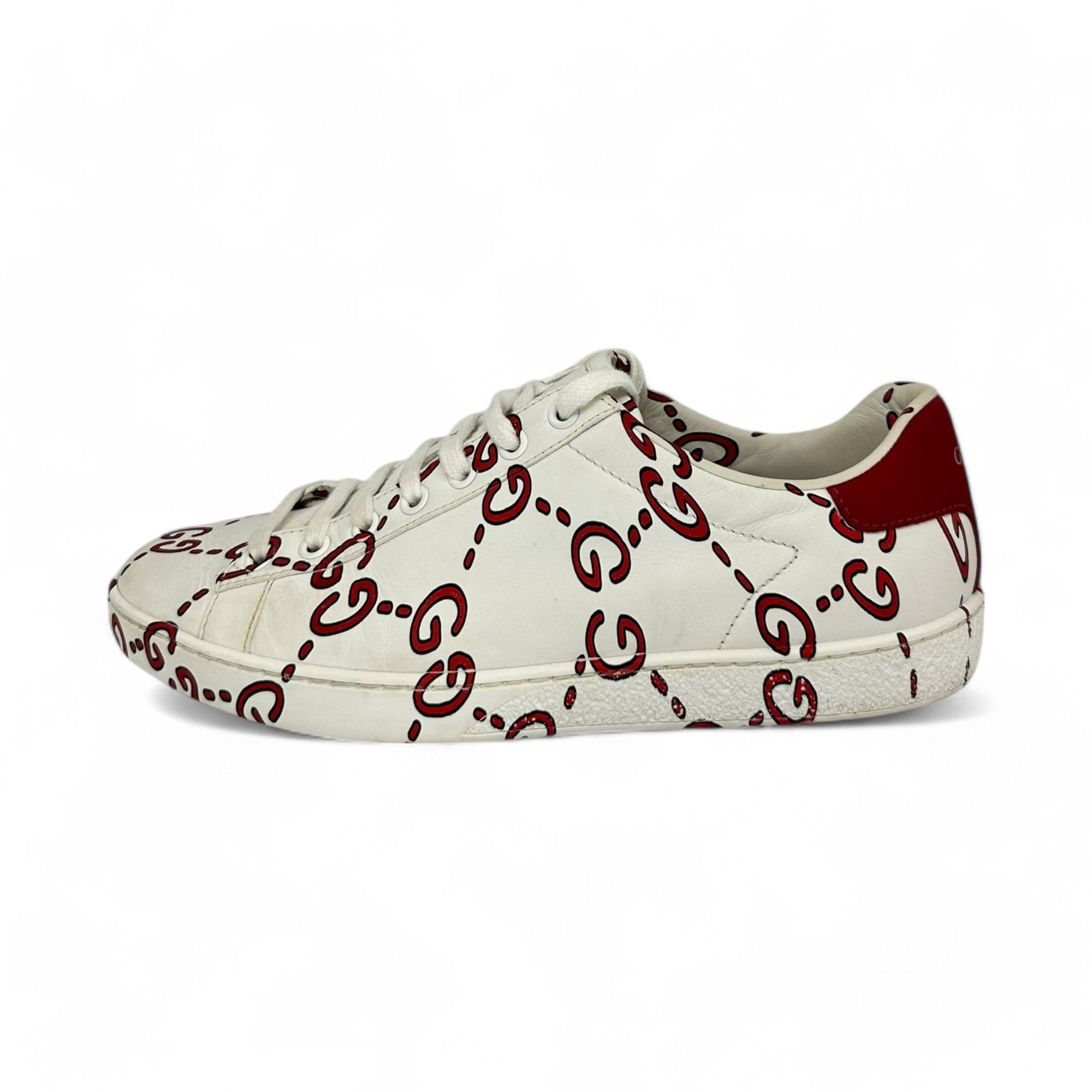 Gucci Gucci Ace Ghost Sneakers GG Monogram White Leather Logo Size US 7.5 / IT 37.5 - 1 Thumbnail