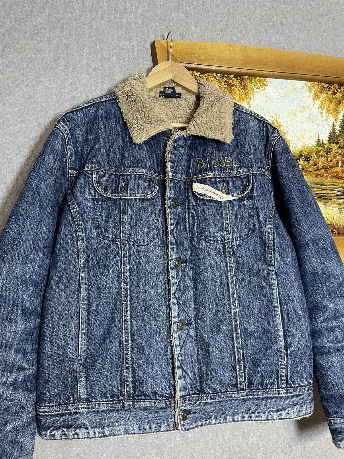 Diesel Vintage Diesel Cropped Washed Denim Sherpa Jacket Hedi RRL Size US XL / EU 56 / 4 - 5 Thumbnail