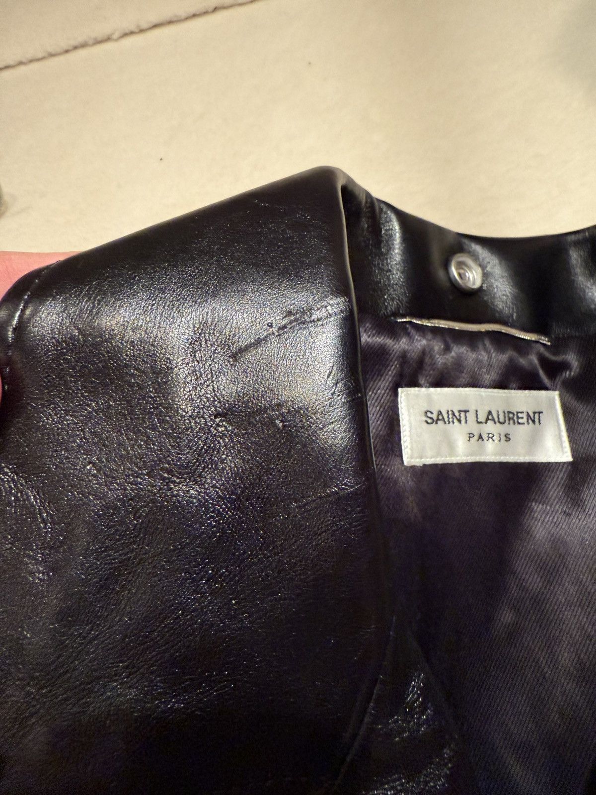 Saint Laurent Paris Saint Laurent oiled calf black leather biker jacket 46 L01 Size US S / EU 44-46 / 1 - 21 Thumbnail