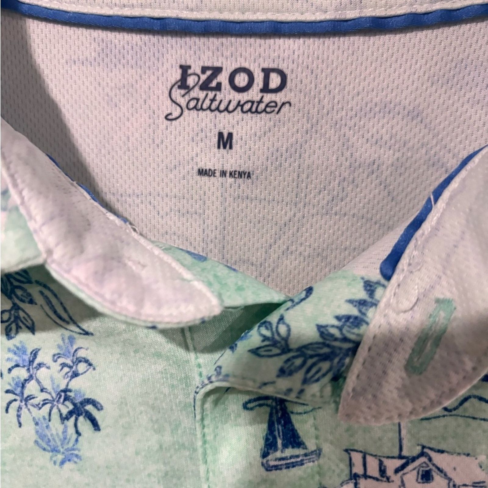 Izod Izod Men's Polo Shirt with Tropical Print - Green and Pink Size US M / EU 48-50 / 2 - 2 Thumbnail