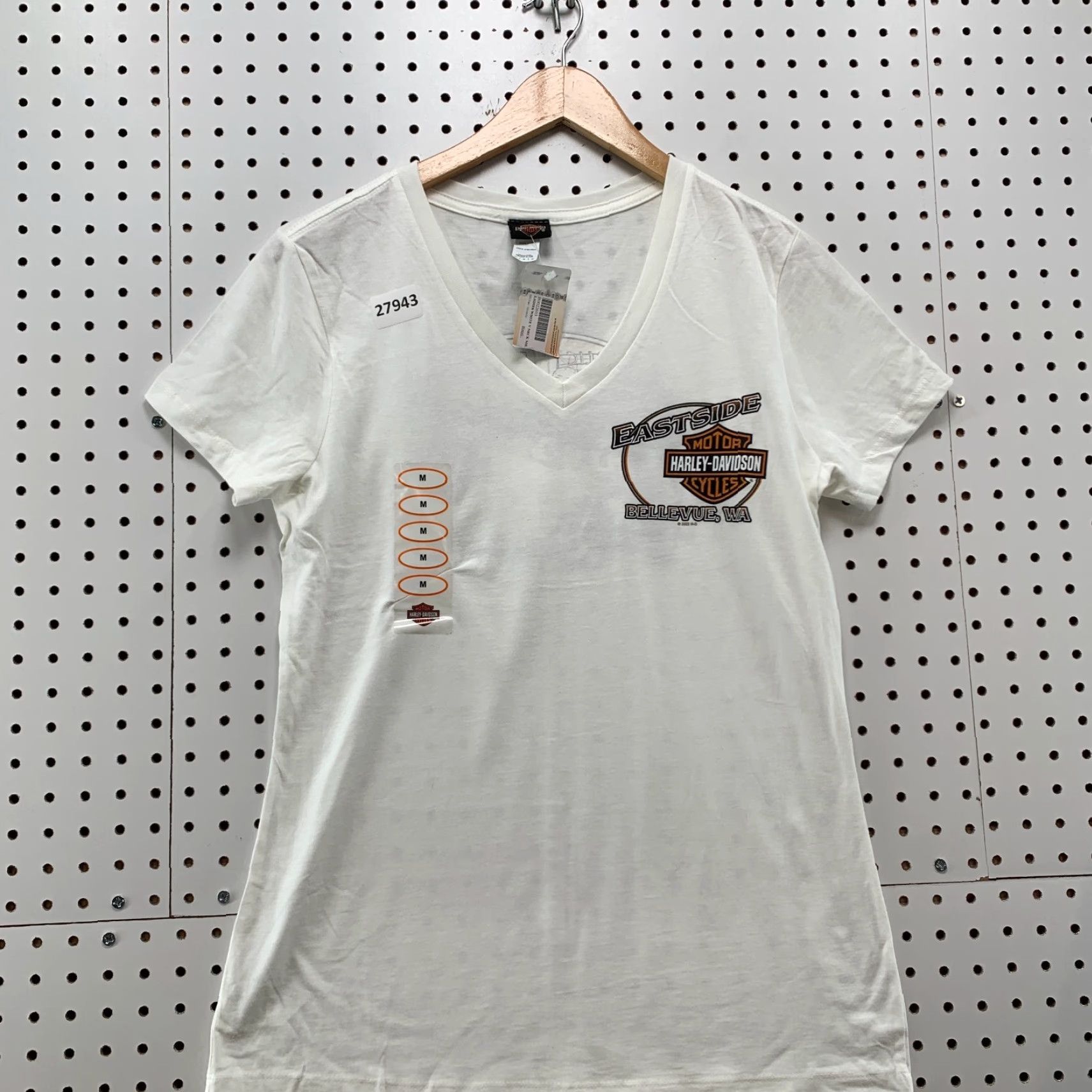 Harley Davidson Harley-Davidson Shirt Women's White Medium T-Shirt V-Neck Bike Motorcycle 90s or Classic Style Womens Size M / US 6-8 / IT 42-44 - 6 Thumbnail