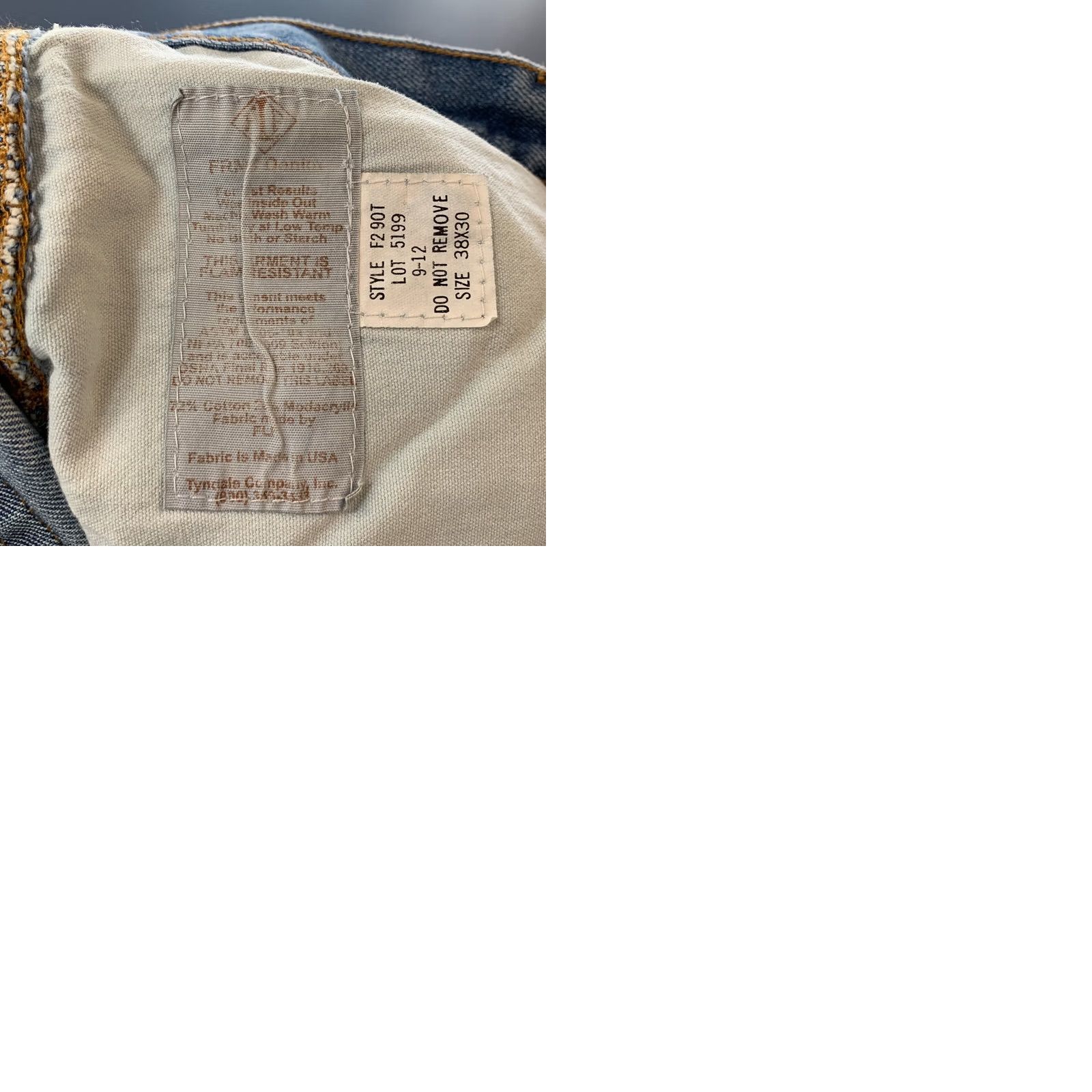Denime Tyndale Denim Jeans Flame Resistant Blue Carpenter Pants Mens Fit 35x30 Straight Size US 35 - 12 Thumbnail