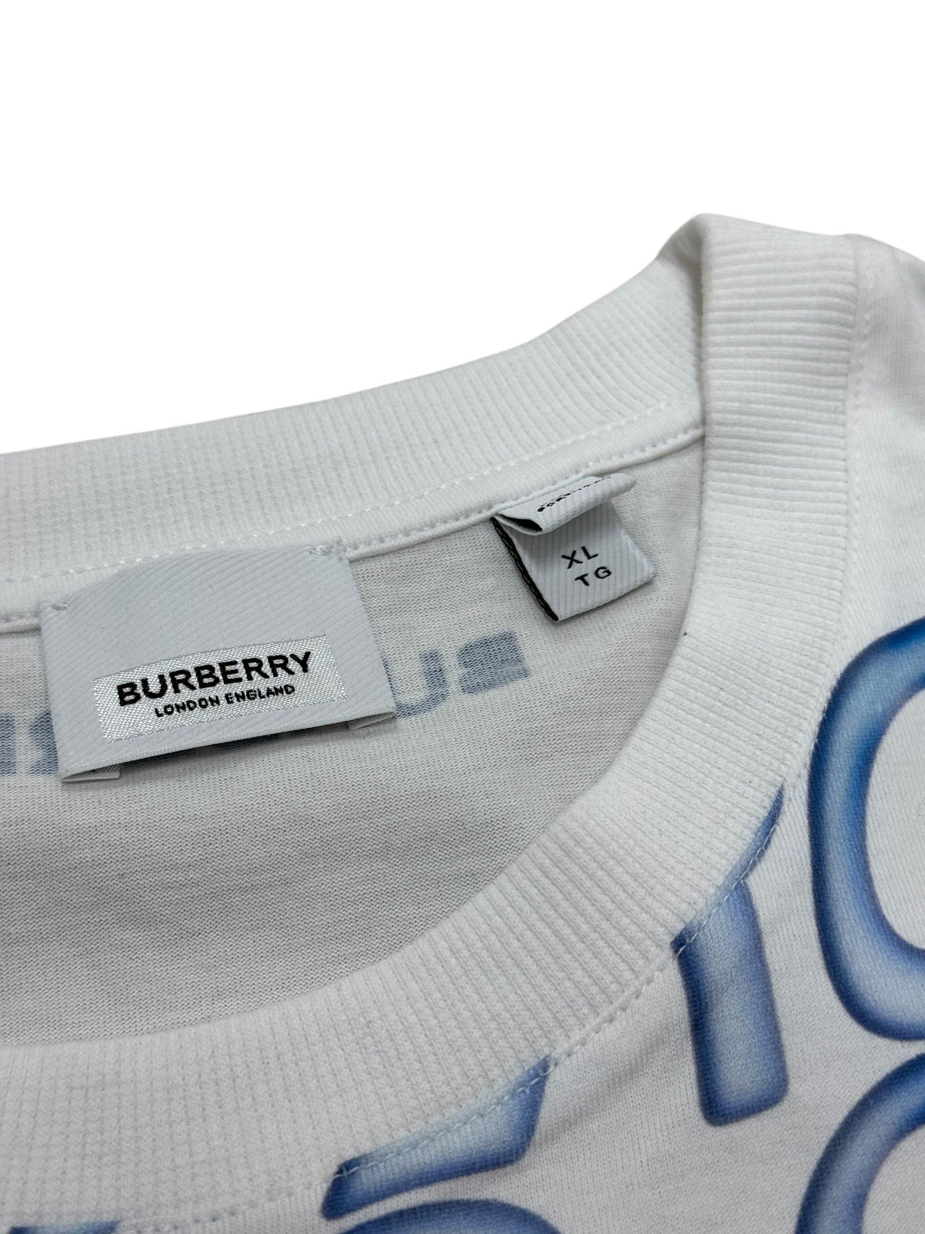 Burberry Burberry White & Blue Graphic Oversized T-Shirt Size US XL / EU 56 / 4 - 5 Thumbnail