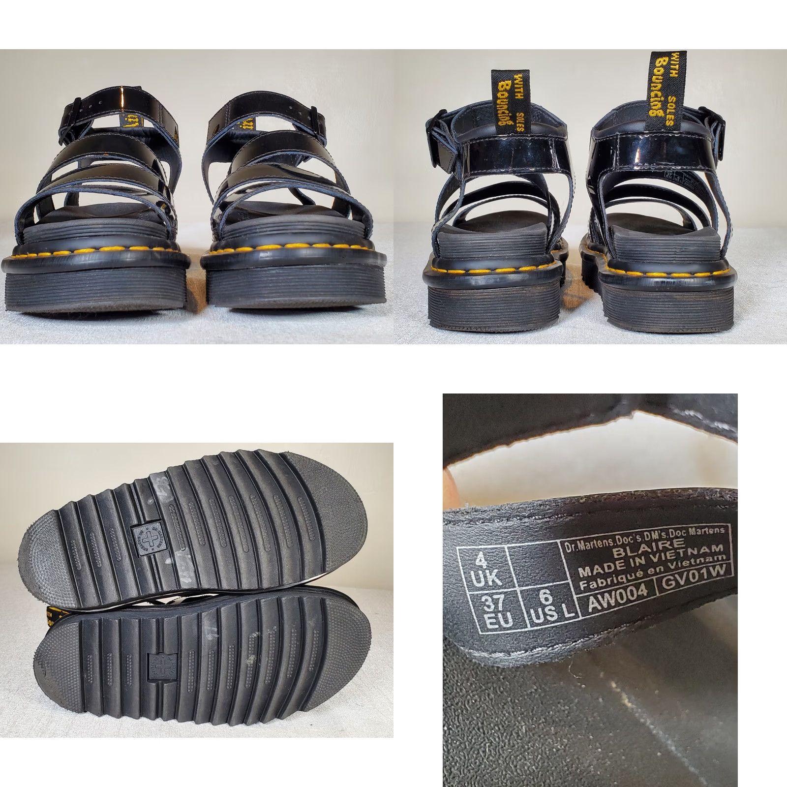 Dr. Martens Dr. Martens Strappy Womens Black Blaire Patent Leather Strap Sandals Platform Women Size US 4 / IT 34 - 8 Thumbnail