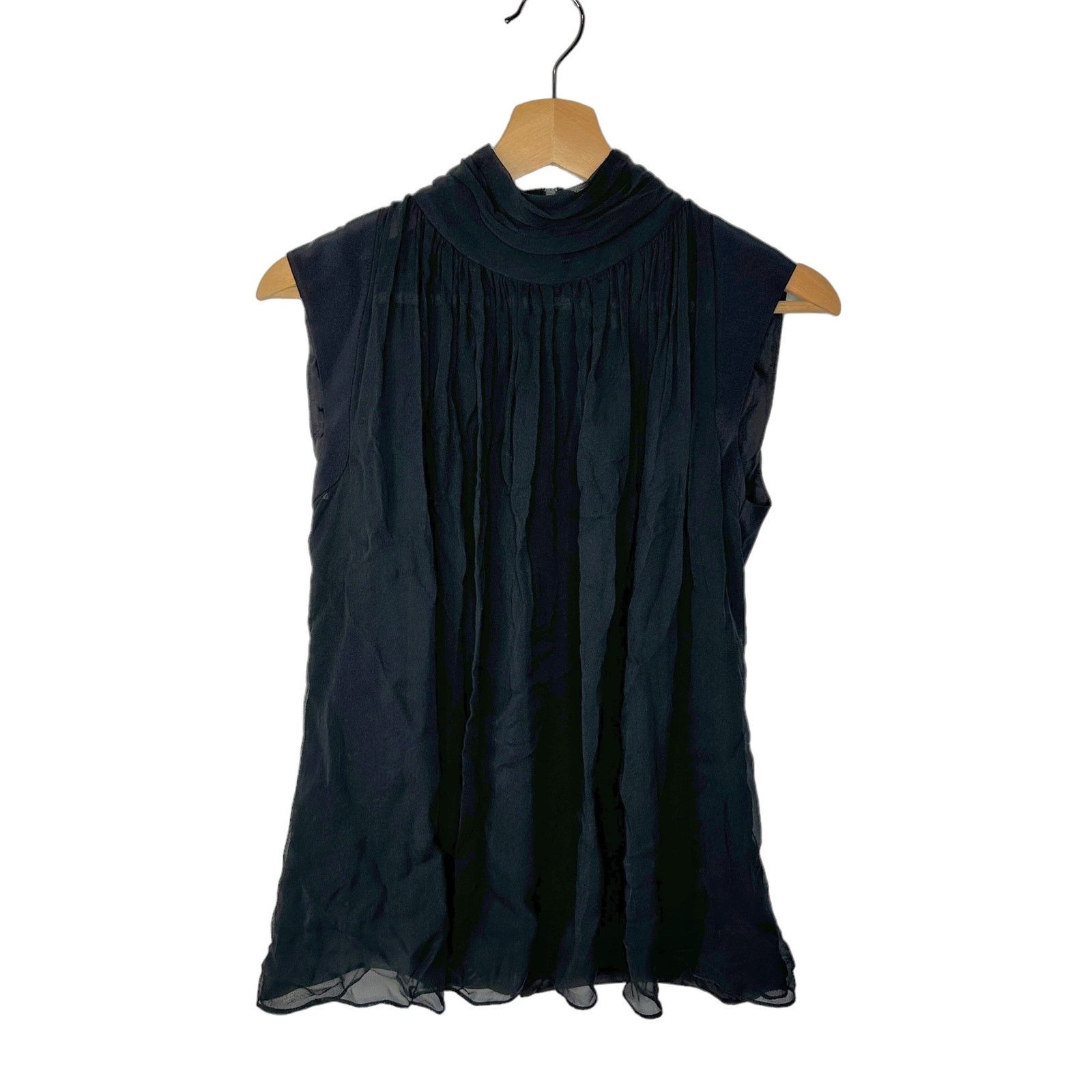 Drew Just Drew NYC Black Sheer Top Sleeveless Pleated 4 Size S / US 4 / IT 40 - 1 Thumbnail