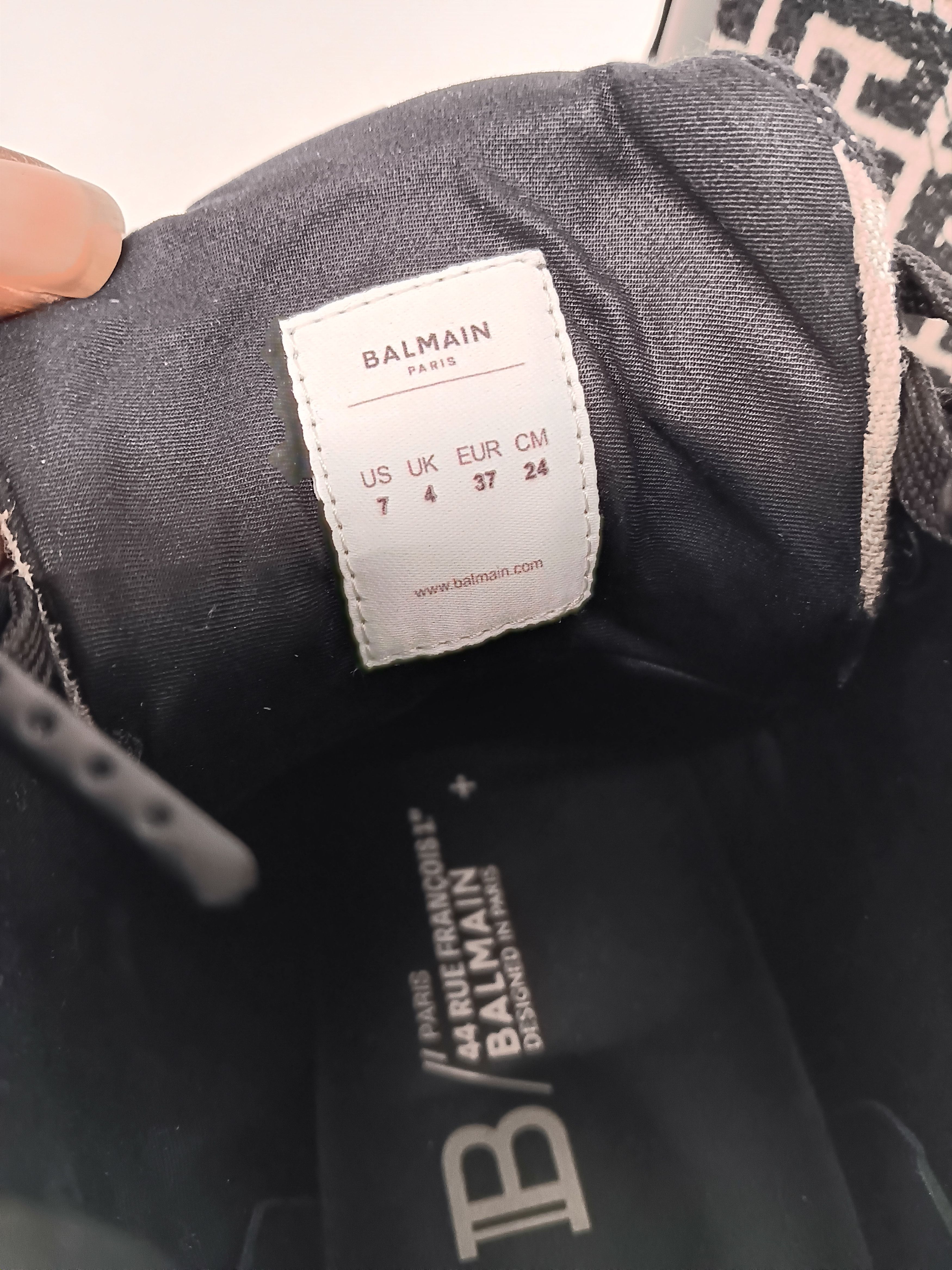 Balmain Balmain B-Court Bicolor Monogram Jacquard High-Top Sneakers Size US 7 / IT 37 - 16 Thumbnail