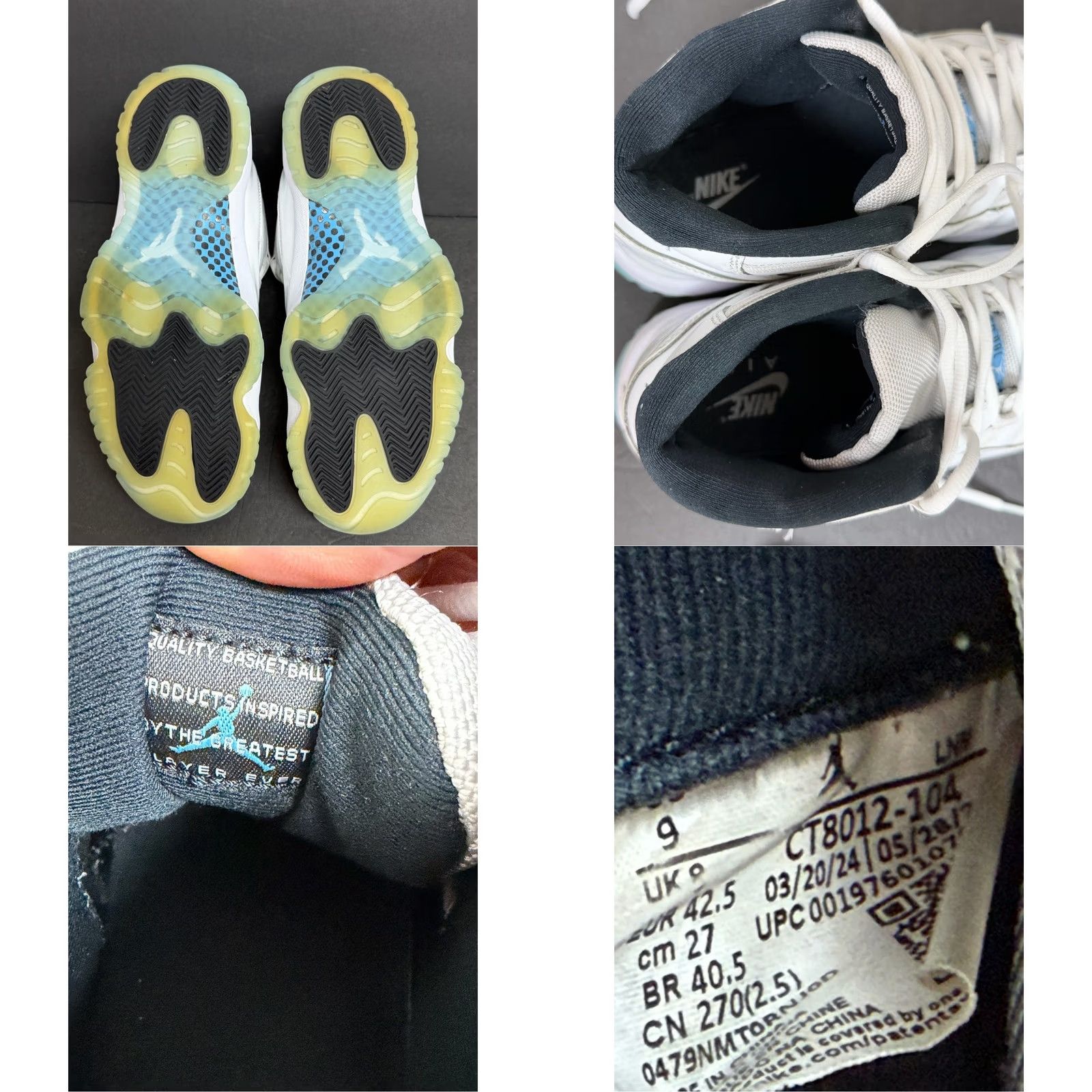 Jordan Brand Air Jordan 11 Retro 2024 Legend Blue / Columbia - Size 9 - Men - White - Jordan Size US 9 / EU 42 - 8 Thumbnail
