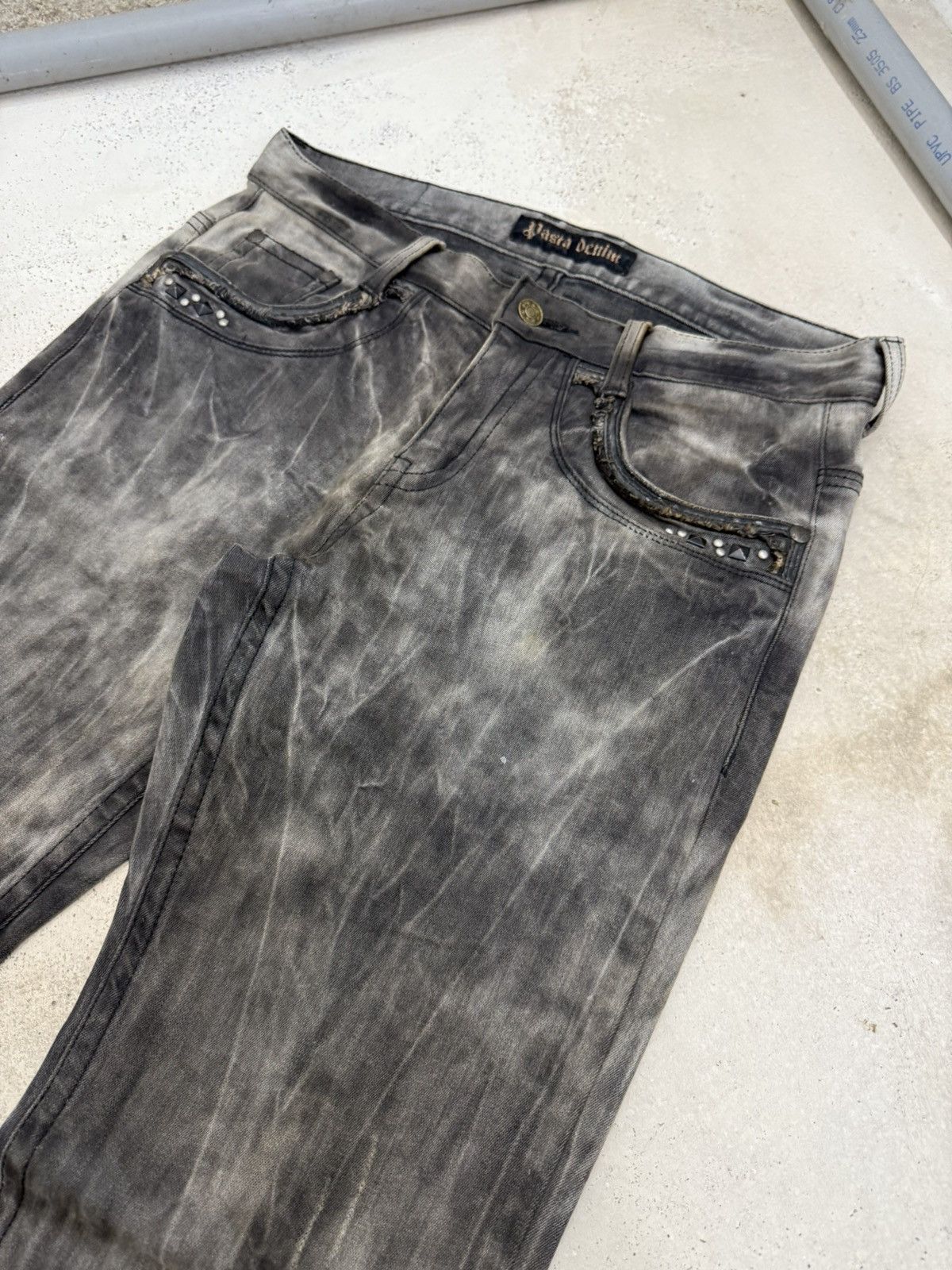 Hysteric Glamour Pasta Denim Studded Shadow Wash Claw Mark Jeans Size US 30 / EU 46 - 9 Thumbnail