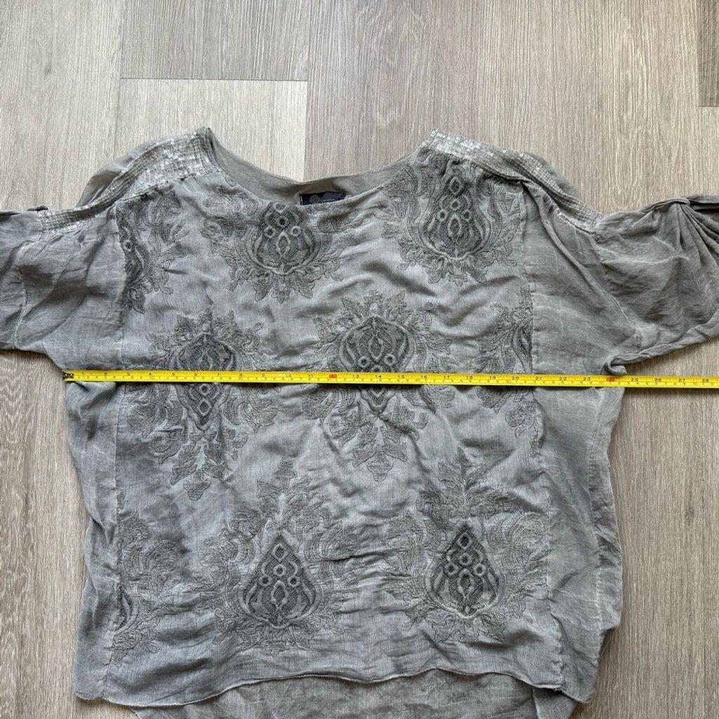 Other Gray Embellished 3/4 Sleeve Boxy Blouse Size L / US 10 / IT 46 - 5 Thumbnail