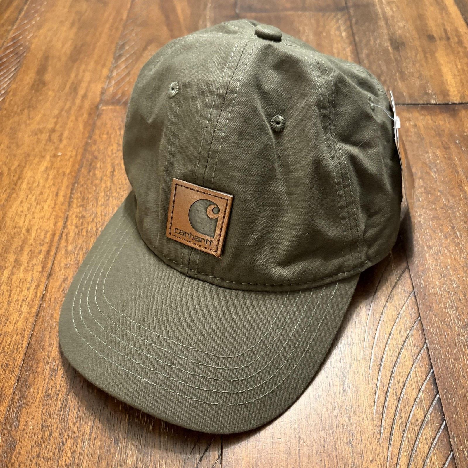 Carhartt Carhartt Hat Cap Strap Back Mens Green Canvas Leather Patch Size ONE SIZE - 2 Thumbnail