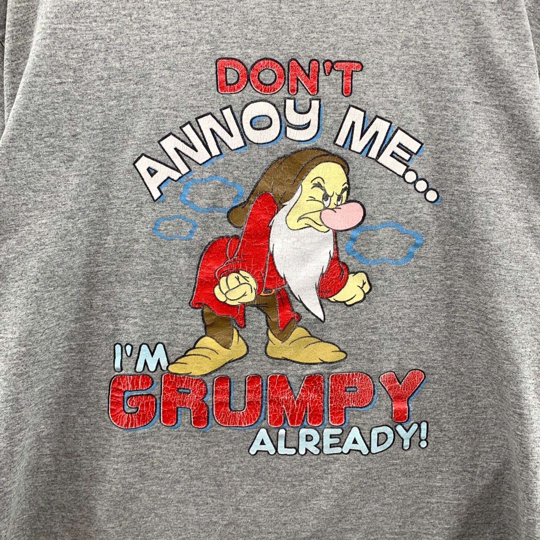 Disney VINTAGE Disney Snow White Grumpy Shirt T-Shirt Medium Gray "Don't ANNOY ME" 2000s Unisex Adults Size US M / EU 48-50 / 2 - 6 Thumbnail