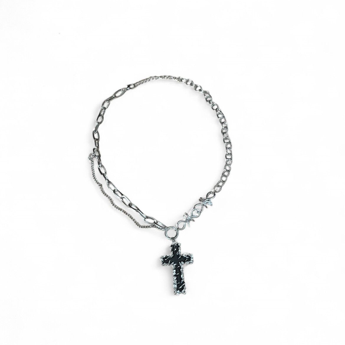 Japanese Brand Goth Style Cross Necklace Black Emo Streetwear Necklace Size ONE SIZE - 3 Thumbnail