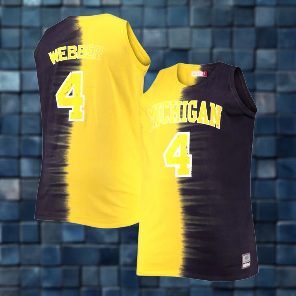 Mitchell & Ness NEW Men Mitchell&Ness NCAA Michigan Wolverine #2 Chris Webber Jersey Tank Size M Navy Maize Mens Basketball Shirt Size US M / EU 48-50 / 2 - 1 Preview