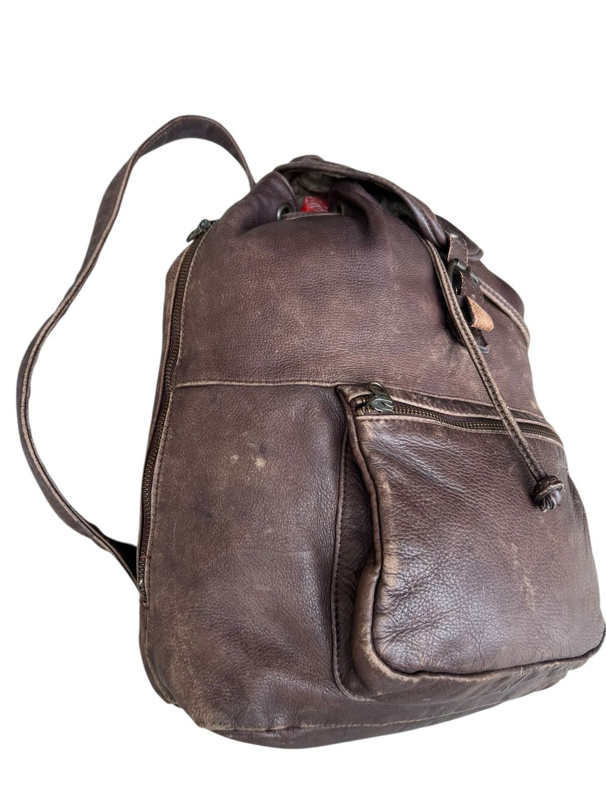 Leather Vintage DEAD HEAT Japan Patina Scratch Leather Backpack Bag Size ONE SIZE - 8 Thumbnail