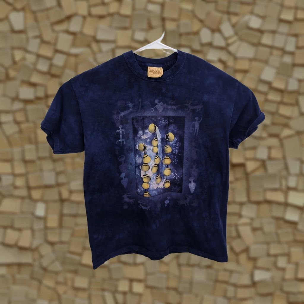The Mountain VINTAGE The Mountain T-Shirt Mens Large Blue Stone Wash Tie Dye Ancient Egypt Hieroglyphs Shirt Mens Large Size US L / EU 52-54 / 3 - 1 Thumbnail