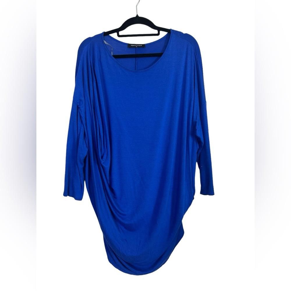 Designer Fashion To Figure l Cobalt Blue Dolman Drape Sleeve Top 3X Size 3XL / US 20-22 - 1 Thumbnail