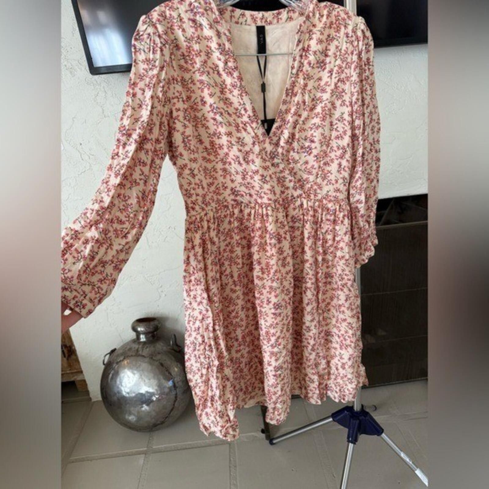 Yasuyuki Ishii Y.A.S YASCESARA Floral Mini Dress EU S Pink V-Neck Boho NWT Size S / US 4 / IT 40 - 2 Thumbnail